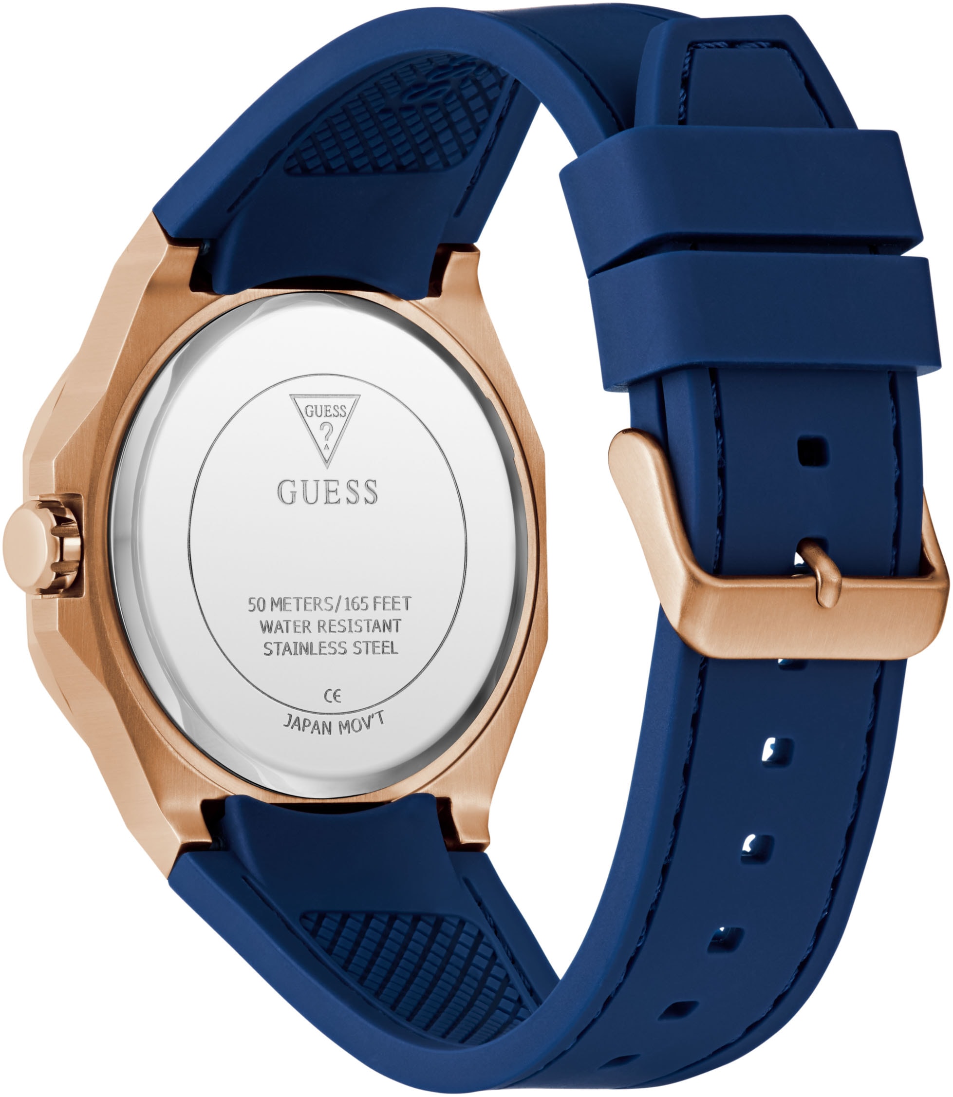Guess Quarzuhr »EMPEROR«, Armbanduhr, Herrenuhr, Silikonarmband, Geschenkidee, analog