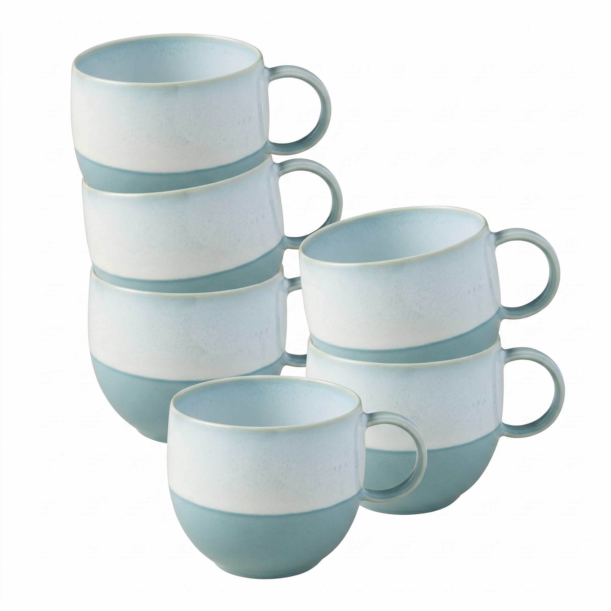 like. by Villeroy & Boch Becher "Henkelbecher Perlemor Aqua 290 ml 6er Set blau" Spülmaschinengeeignet, Mikrowellengeeignet