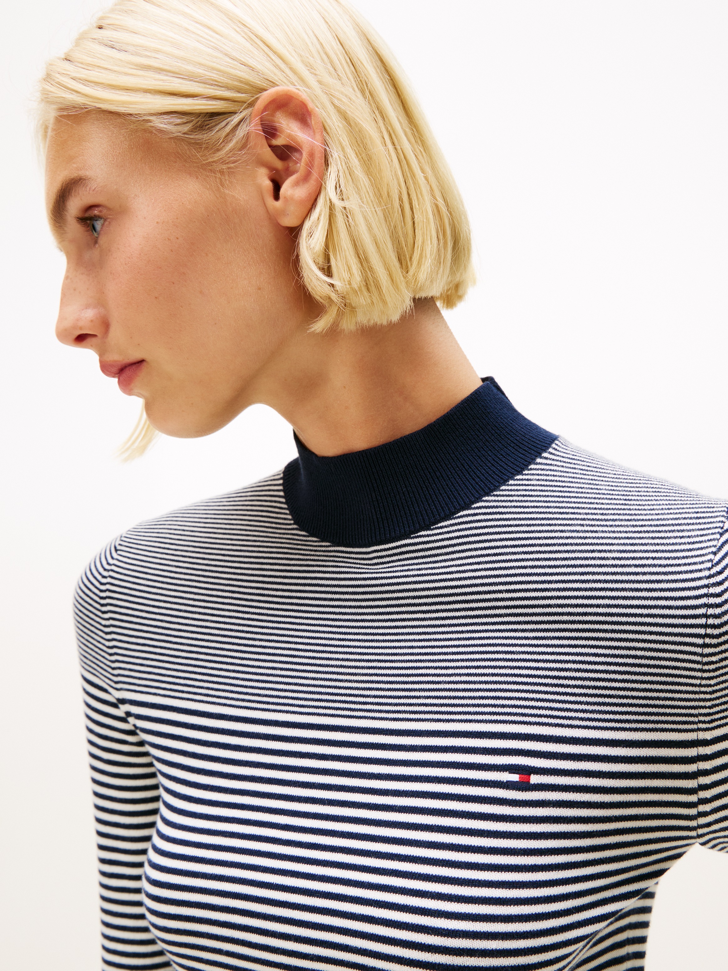 Tommy Hilfiger Strickpullover "CO JERSEY FINE GG MOCK-NK LS SWT" günstig online kaufen