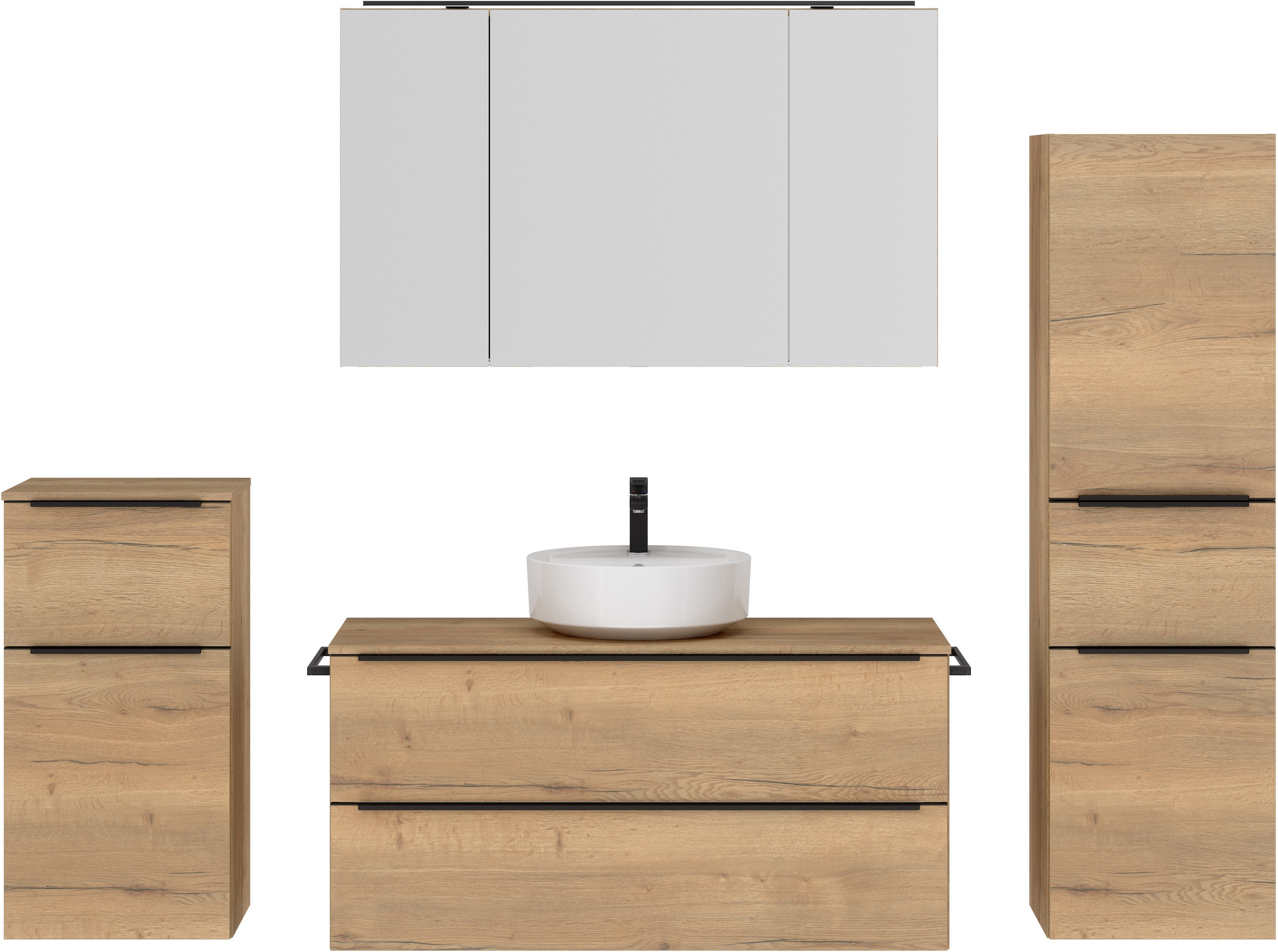 nobilia Badmöbel-Set, (4 St., vormontiert, mit Soft-Close), inkl. Spiegelsc günstig online kaufen