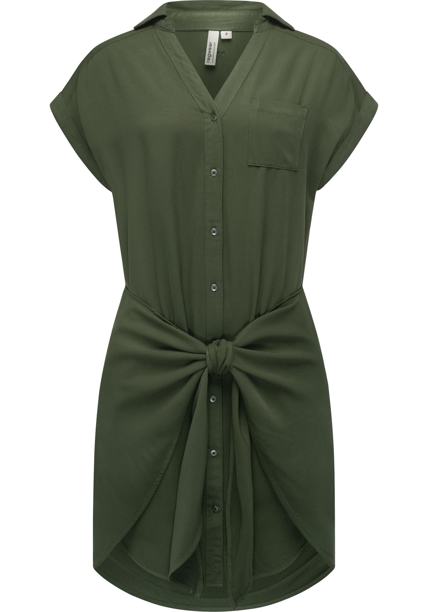 Ragwear Blusenkleid "Bahaya" Brusttasche Stylisches Damen Sommerkleid Mit Bindeband