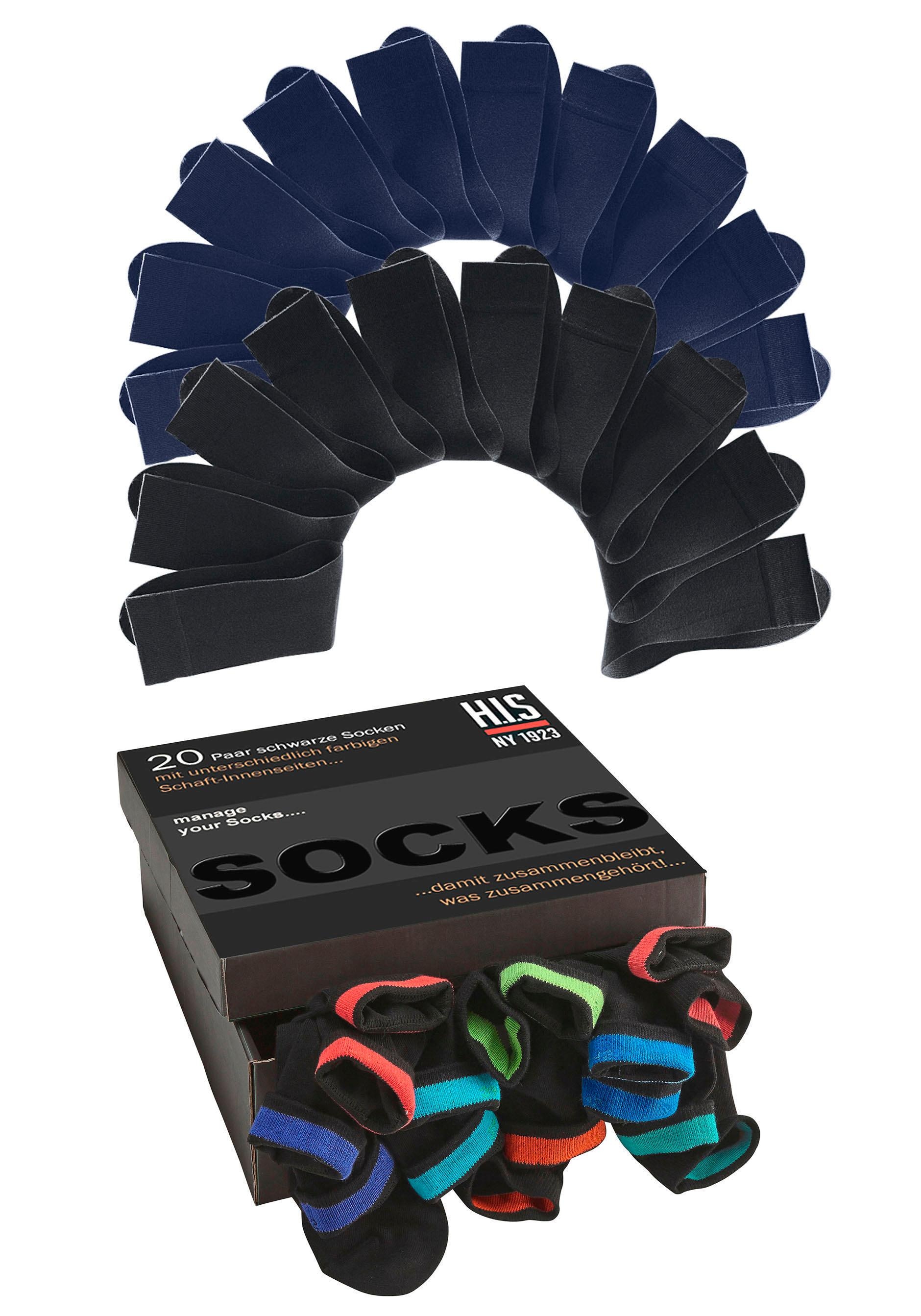 H.I.S Socken, (Box, 20 Paar), in praktischer Geschenkbox