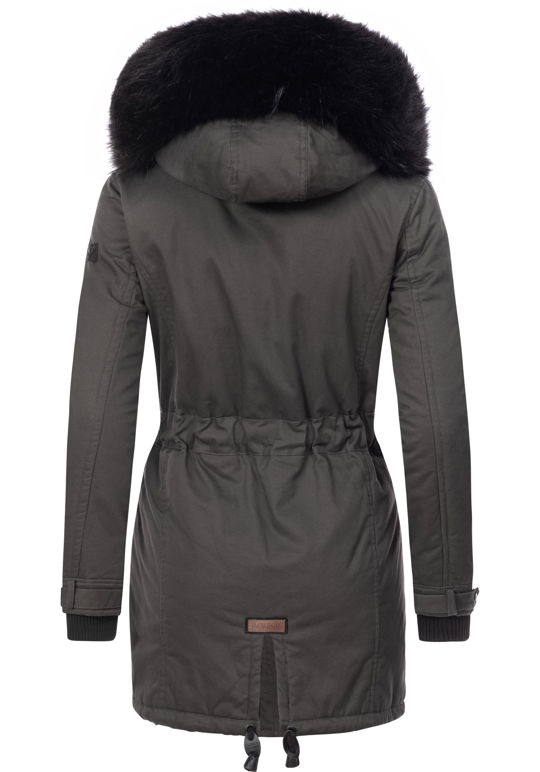Navahoo Wintermantel »Luluna«, edler Baumwoll Parka mit Fellimitat