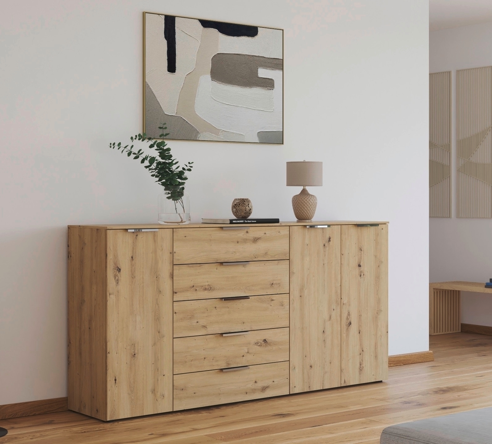 rauch Schubkastenkommode »Flipp Sideboard Kommode Wäscheschrank Bestseller«, 3-türig mit 5 Schubladen und Soft-Close-Funktion