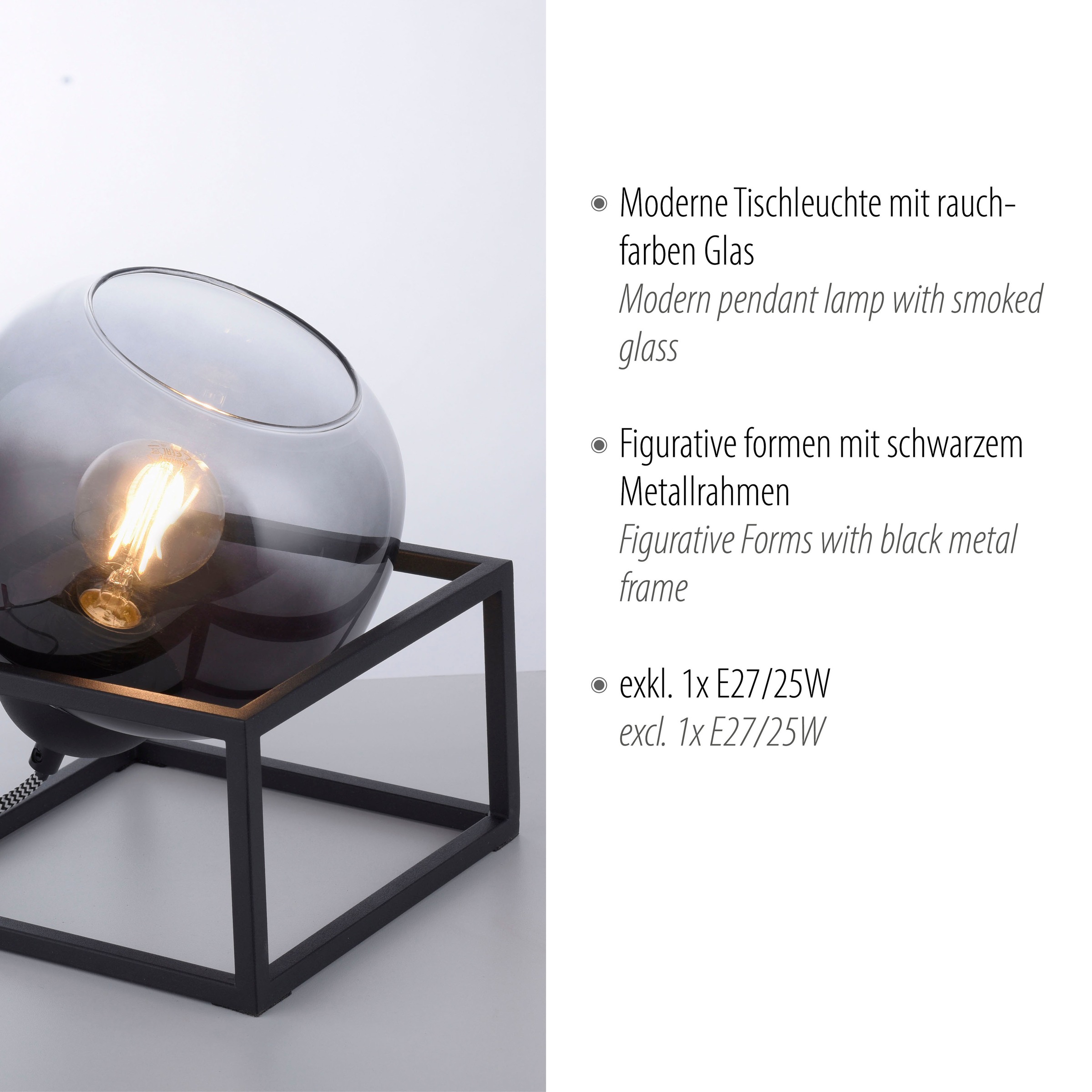 JUST LIGHT Tischleuchte »ZEA«, 1 flammig, Leuchtmittel E27 | ohne Leuchtmittel
