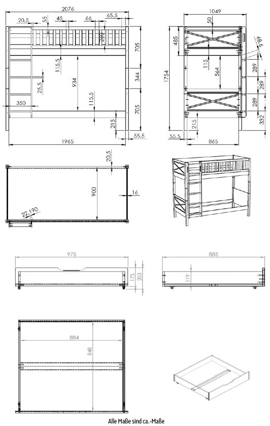 Vipack Etagenbett, (Made in Europe)