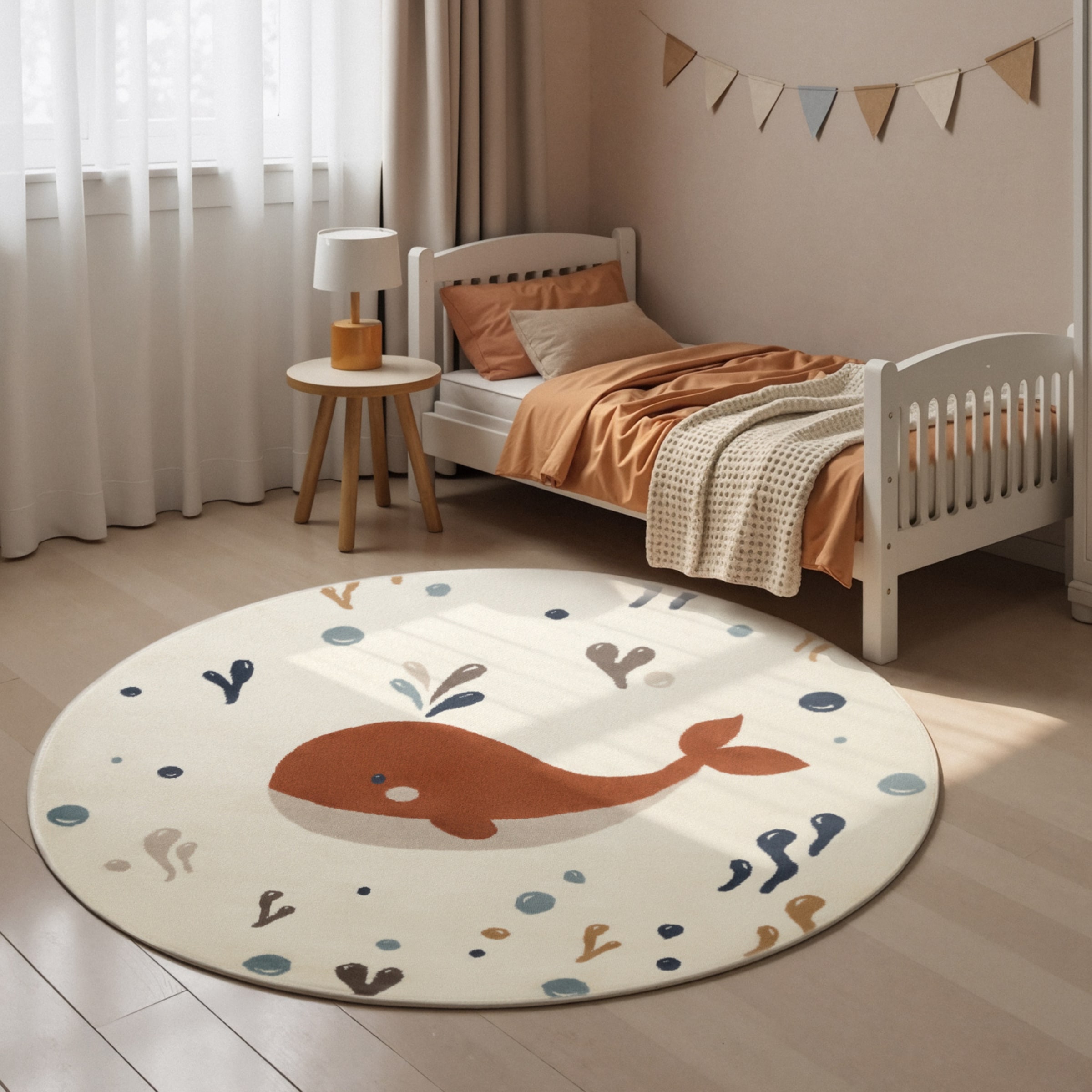 HANSE Home Kinderteppich "Moby" rund 10 mm Höhe Pflegeleicht, Weich, Kinderzimmer, Spielteppich, Spielunterlage