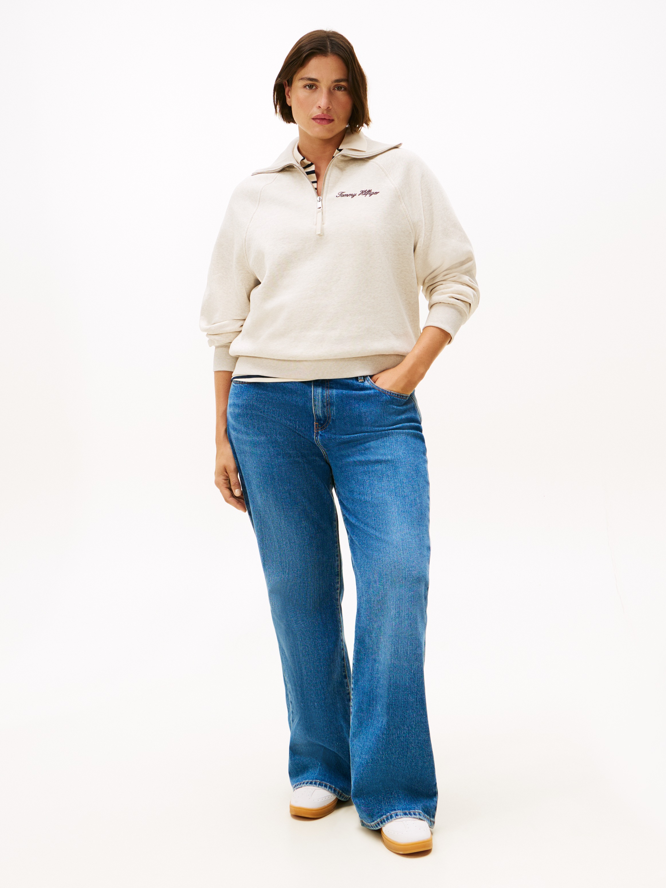 Thumbnail - Tommy Hilfiger Curve Sweatshirt "CRV CLASSIC SCRIPT FLEECE 1/2ZIP", in großen Größen