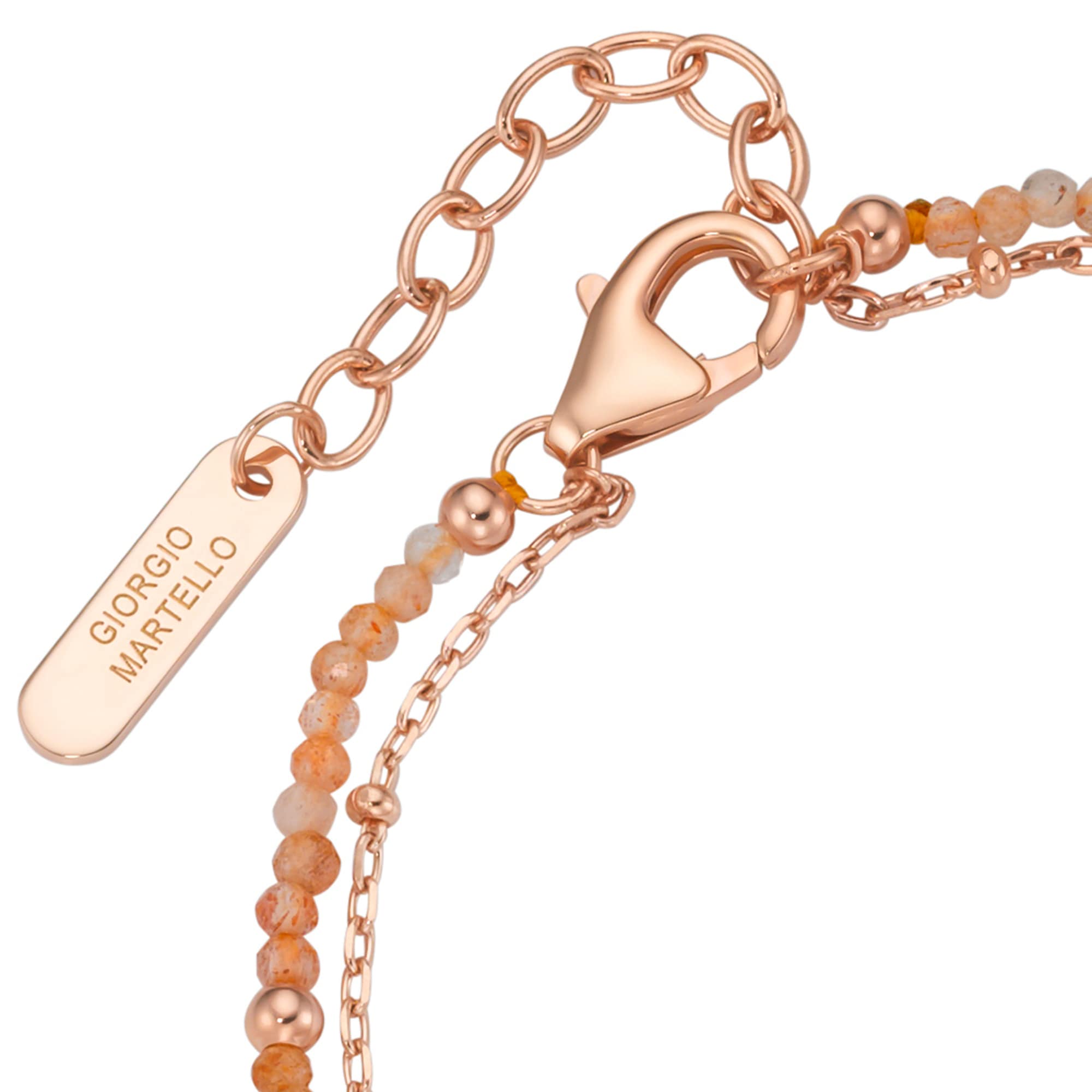 GIORGIO MARTELLO MILANO Armband »mit apricotfarbigen Sonnenstein-Kugeln, Silber 925«