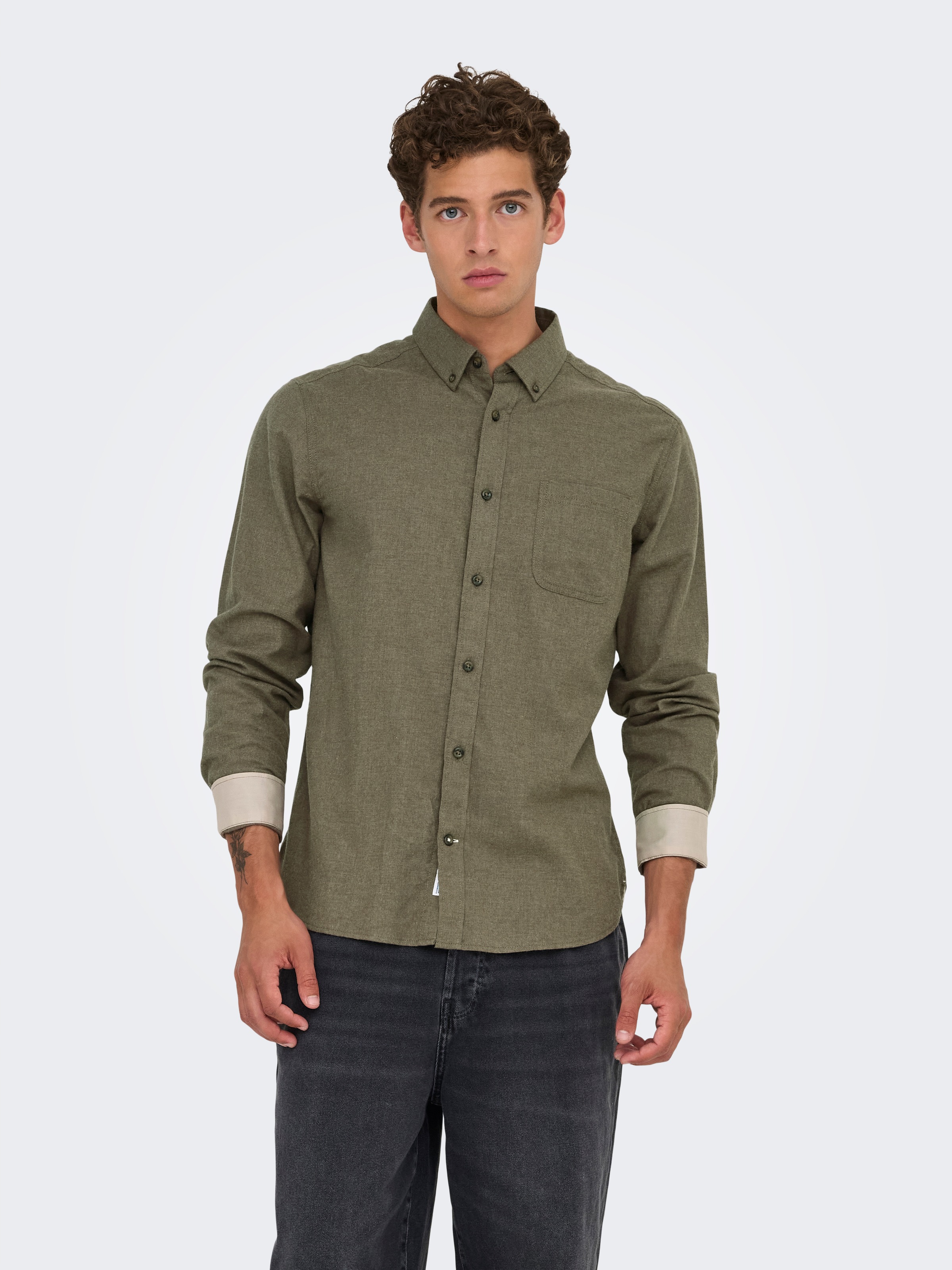 ONLY & SONS Langarmhemd "ONSROAD LIFE REG MELANGE LS SHIRT NOOS" günstig online kaufen