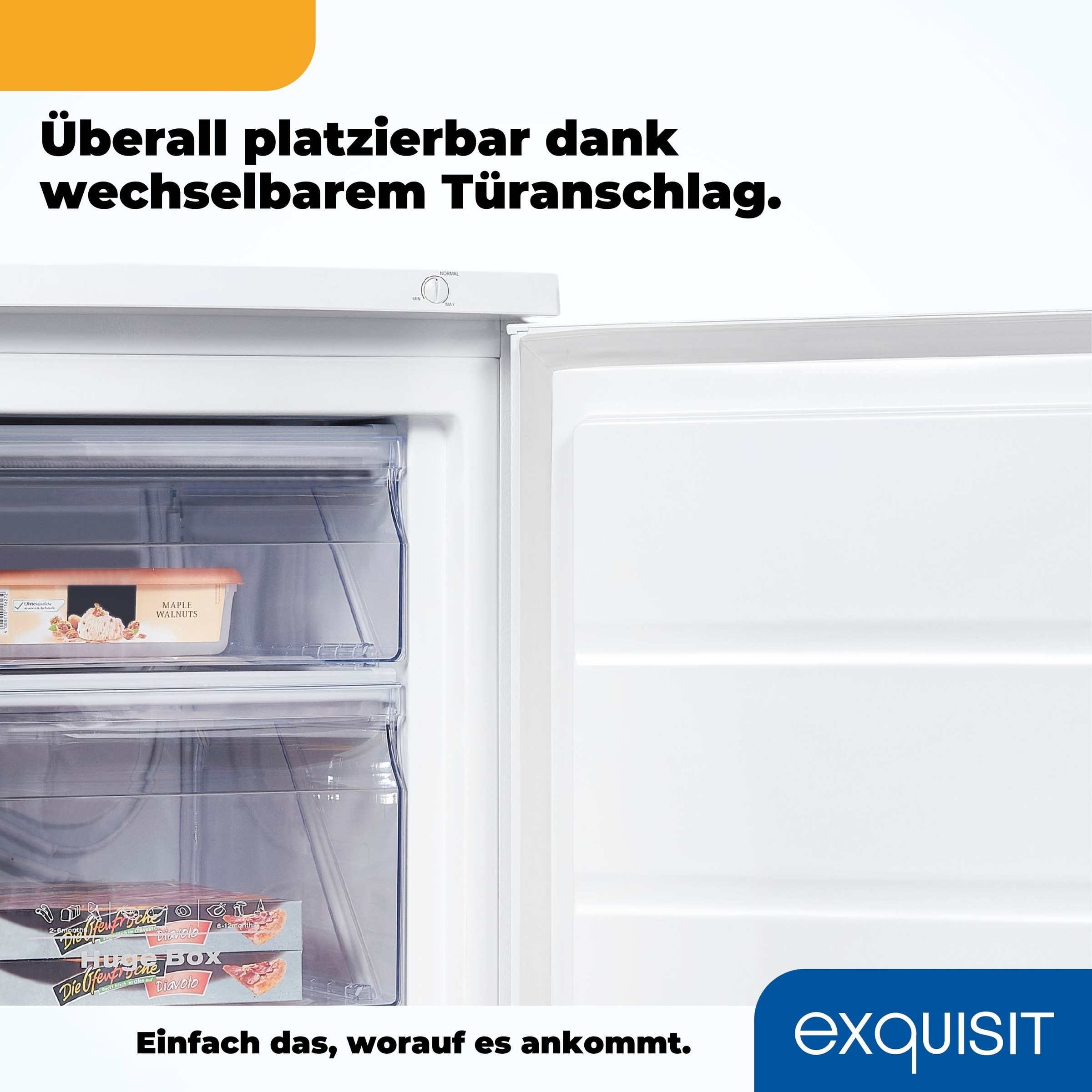 exquisit Gefrierschrank »GS81-H-010D weiss«, 85 cm hoch, 56 cm breit, 85 Liter Nutzinhalt, Flexibler Türanschlag, 4 Sterne Gefrieren