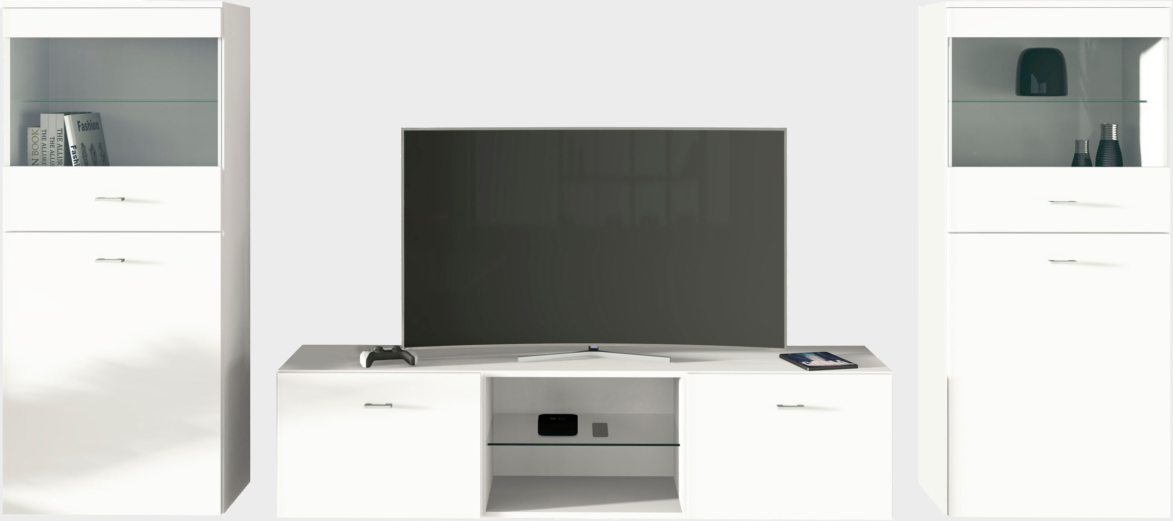 borchardt Möbel Wohnwand "Scala, moderne Mediawand mit Vitrinen und Lowboar günstig online kaufen