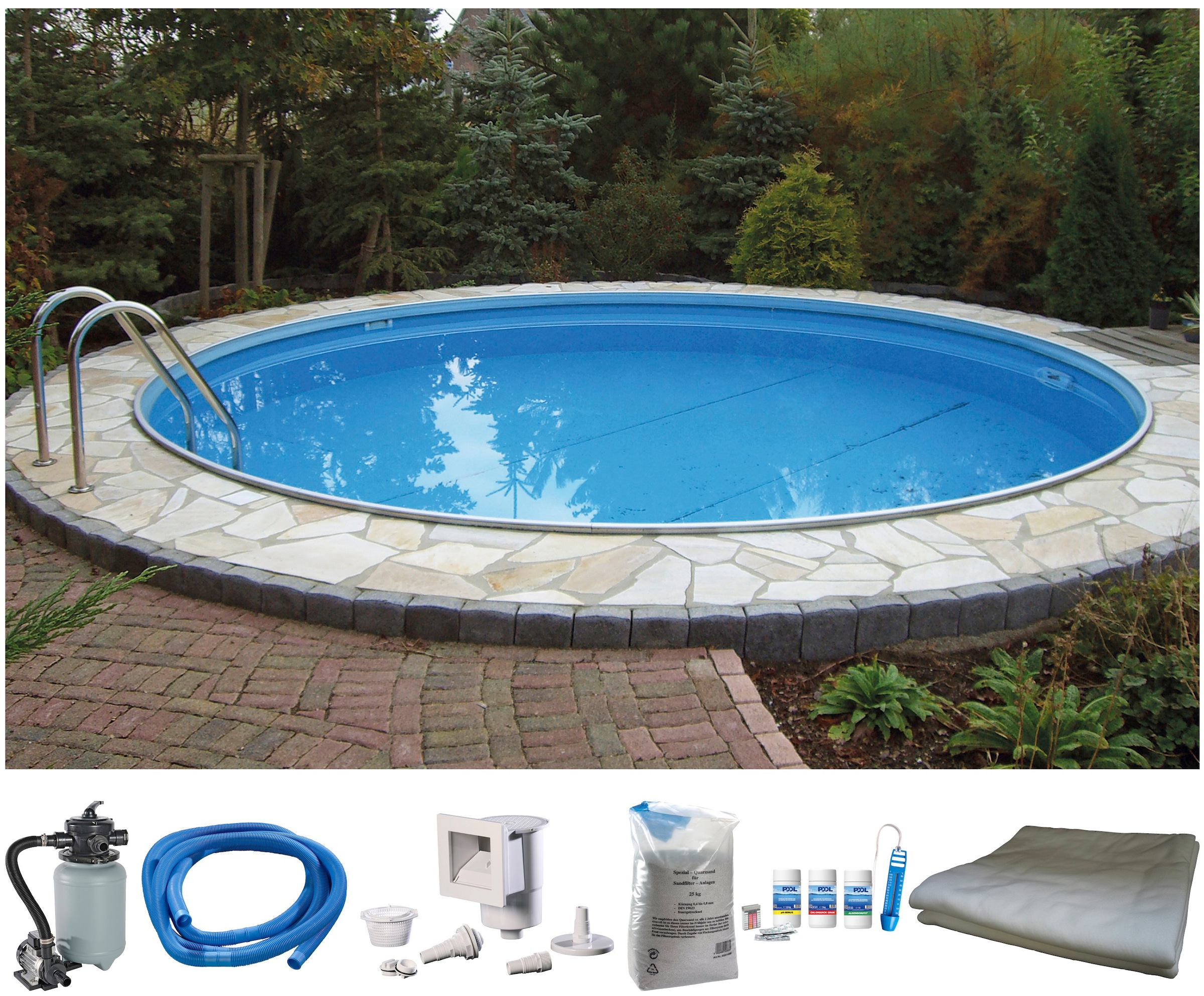 my POOL BWT Rundpool "PREMIUM inkl. umfangreichem Zubehör" Höhe 120 cm, in verschiedenen Größen erhältlich
