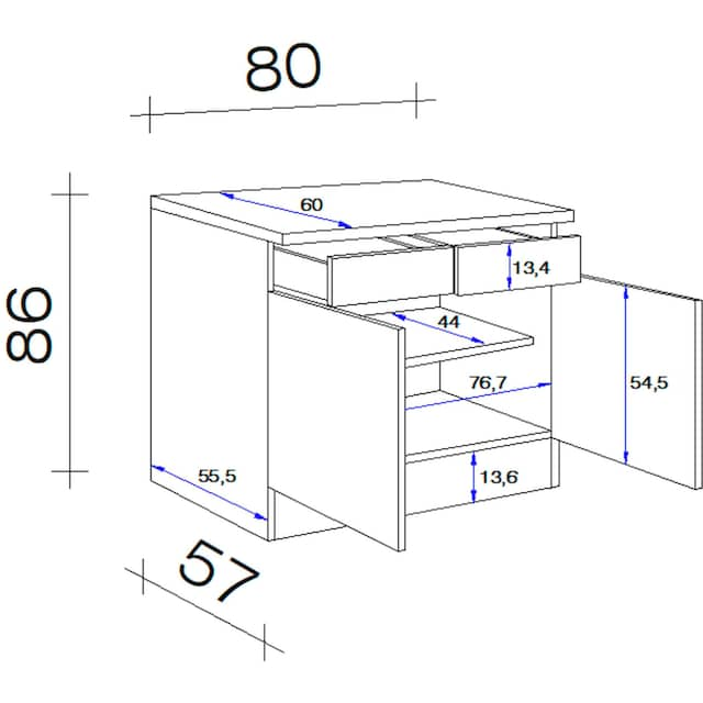 Flex-Well Unterschrank »Nepal«, (B x H x T) 80 x 85/86 x 60 cm, für viel  Stauraum kaufen | BAUR