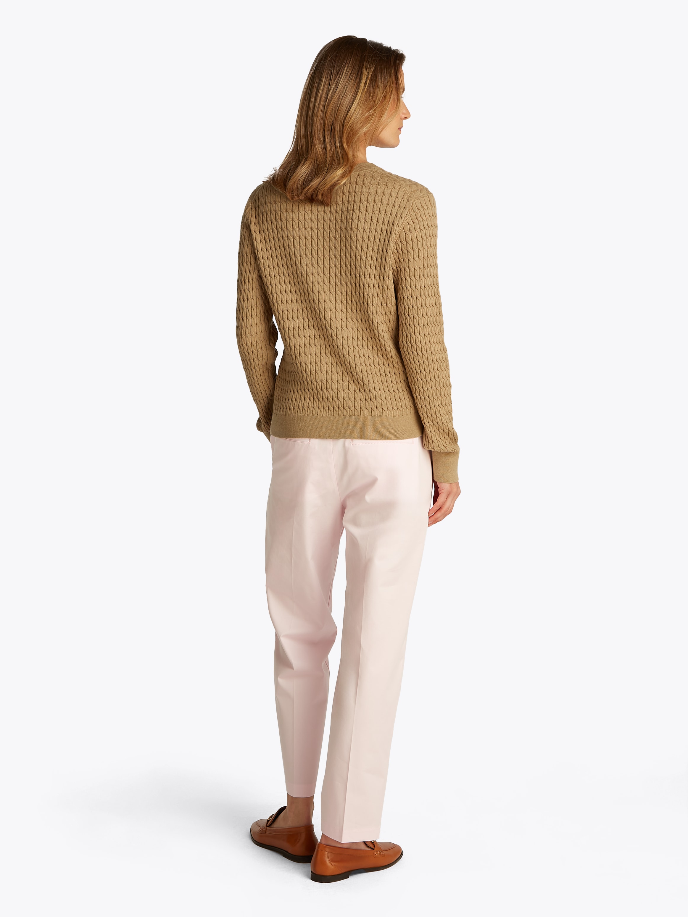 Tommy Hilfiger Rundhalspullover »CO CABLE C-NK LS SWEATER«, mit Zopfmuster