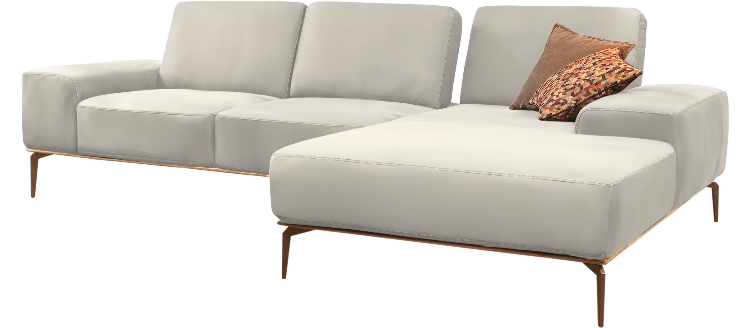 W.SCHILLIG Ecksofa »run, Designsofa mit tollem Sitzkomfort, L-Form«, mit Holzsockel, Füße in Bronze pulverbeschichtet, Breite 299 cm