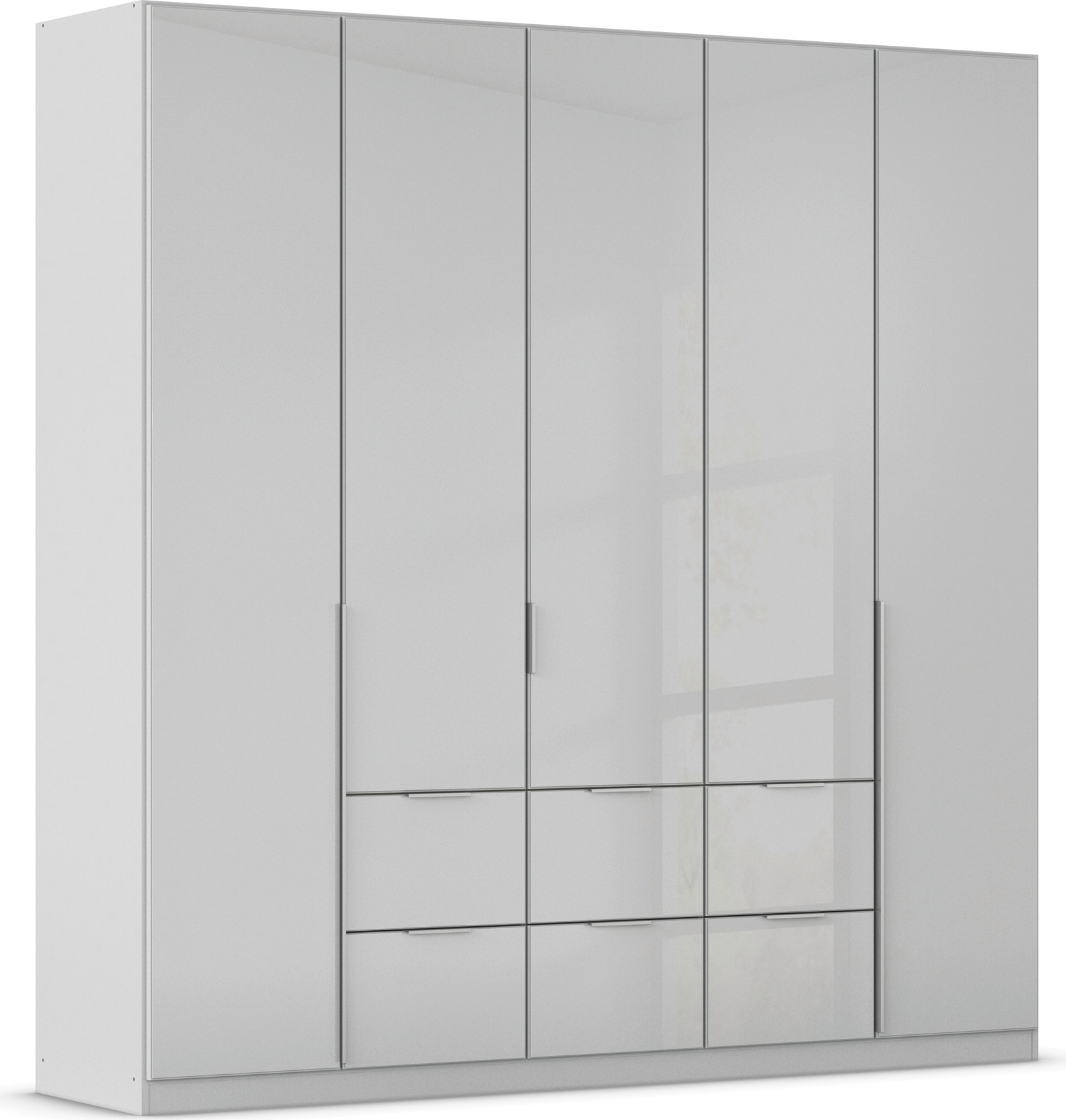 OTTO home Drehtürenschrank "Kleiderschrank Kleiderschränke Schrank Garderobe AGORDO mit Glasfront" in zwei Griff-Farben, Breiten 91-360 cm, mit Außenschubkästen, in 7 Breiten und 2 Höhen MADE IN GERMANY