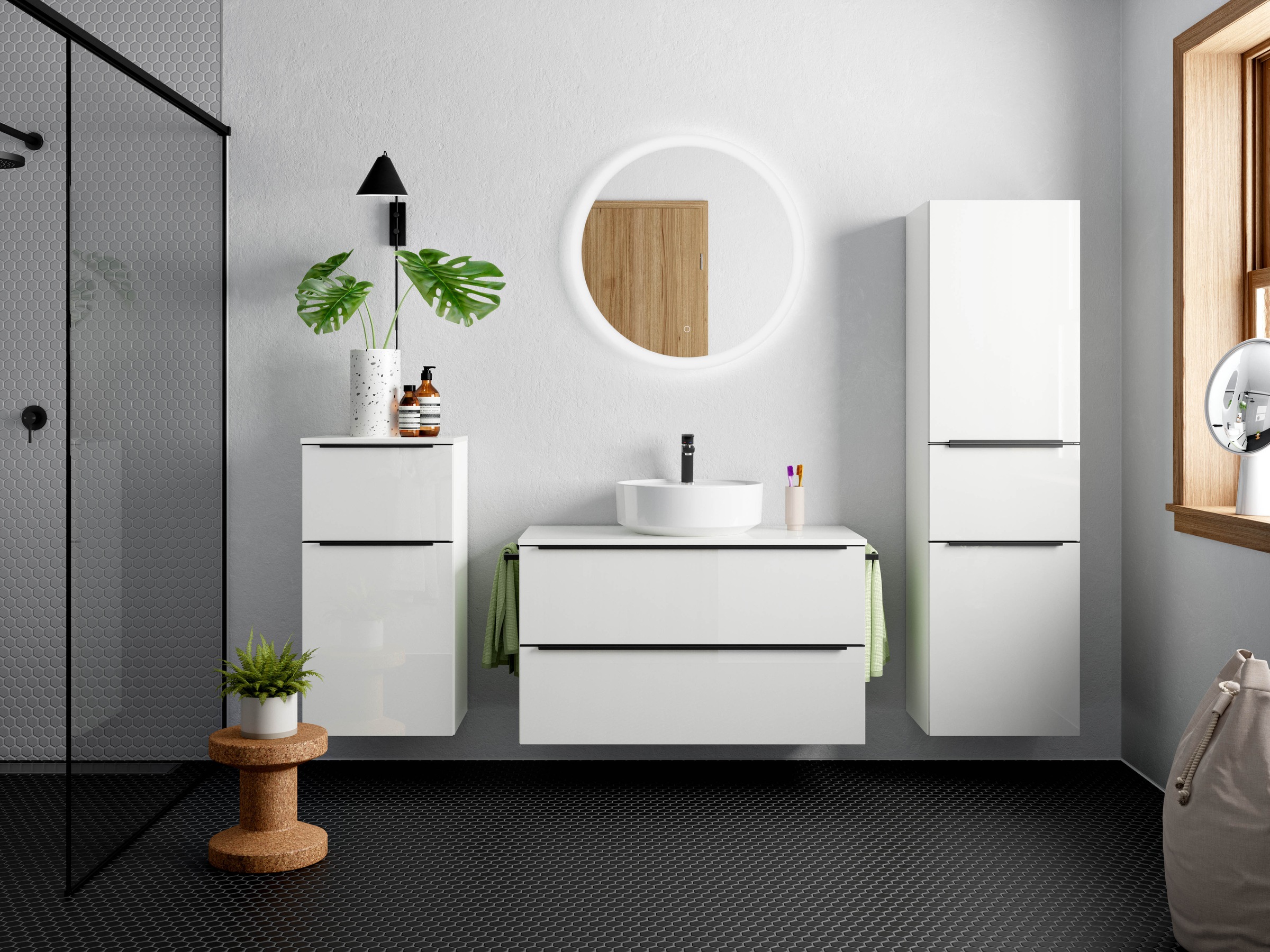 nobilia Badmöbel-Set "Alvene", (2 St., vormontiert, mit Soft-Close), Hochgl günstig online kaufen