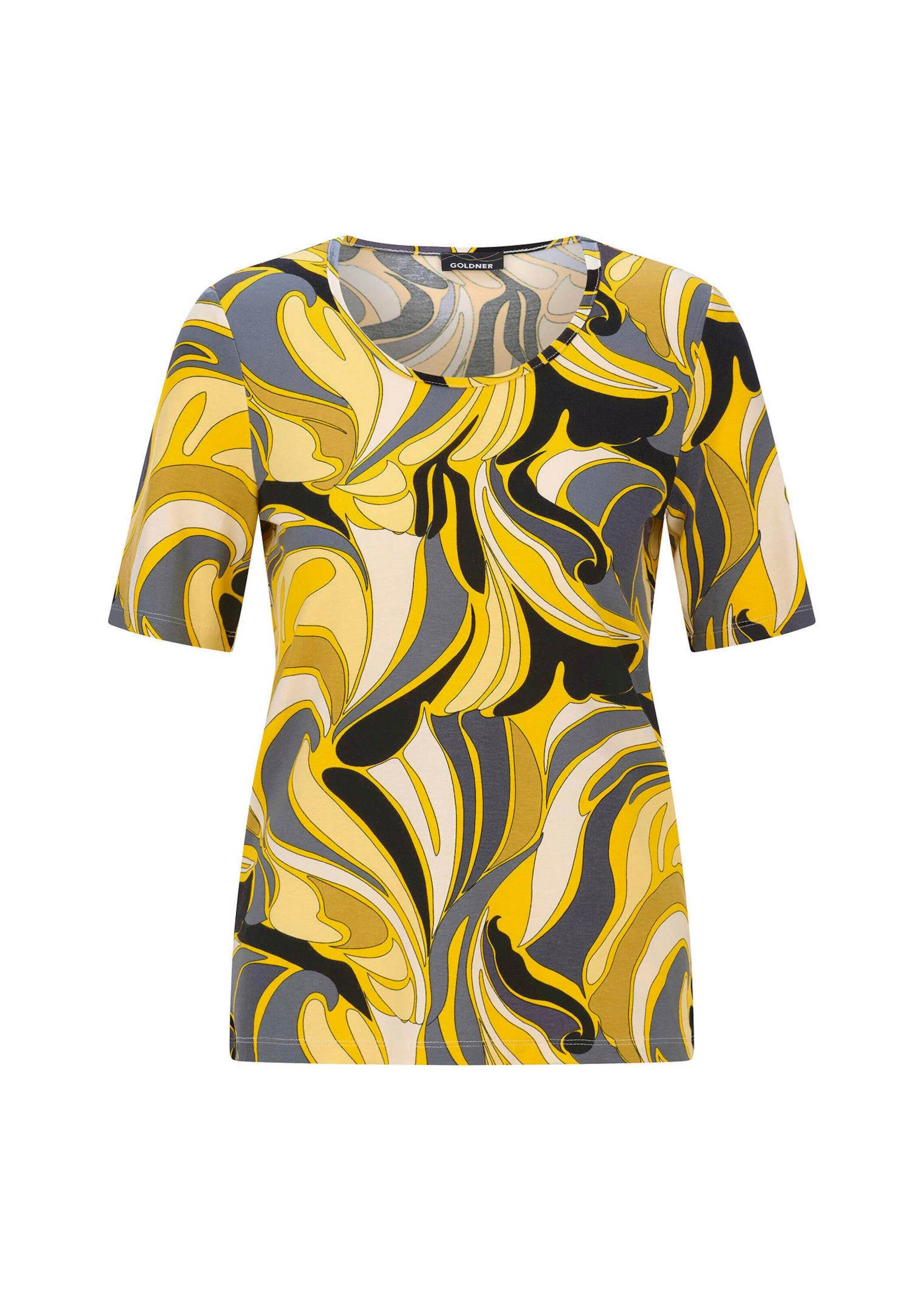 GOLDNER Kurzarmshirt "Shirt mit hübschem Ornament-Muster" stretchbequemer Viskosejersey