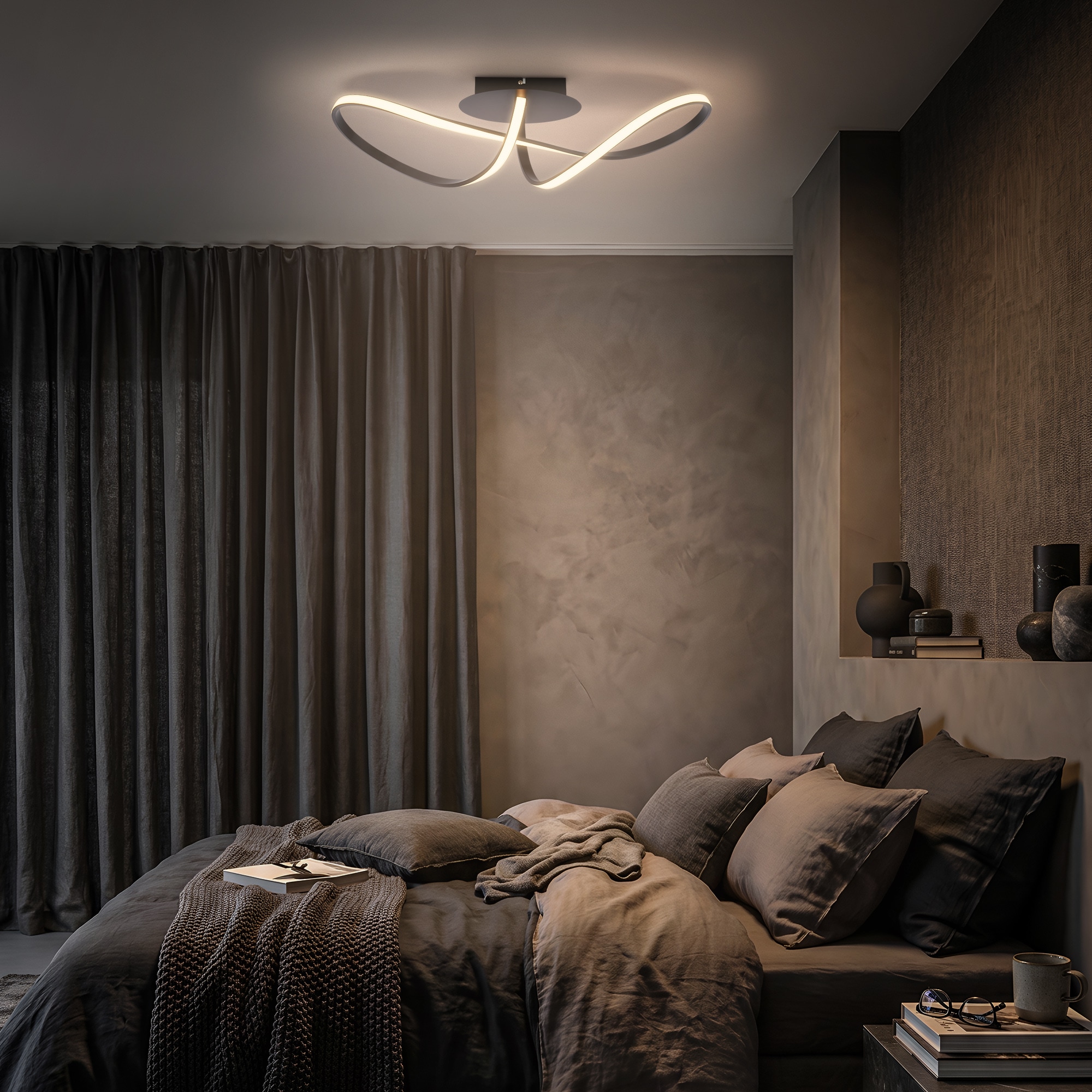 Briloner Leuchten LED Deckenleuchte »SWIRL« LED-Modul 1 Stk. Warmweiß 63x19x16,5 cm, Wohnzimmer, Schlafzimmer