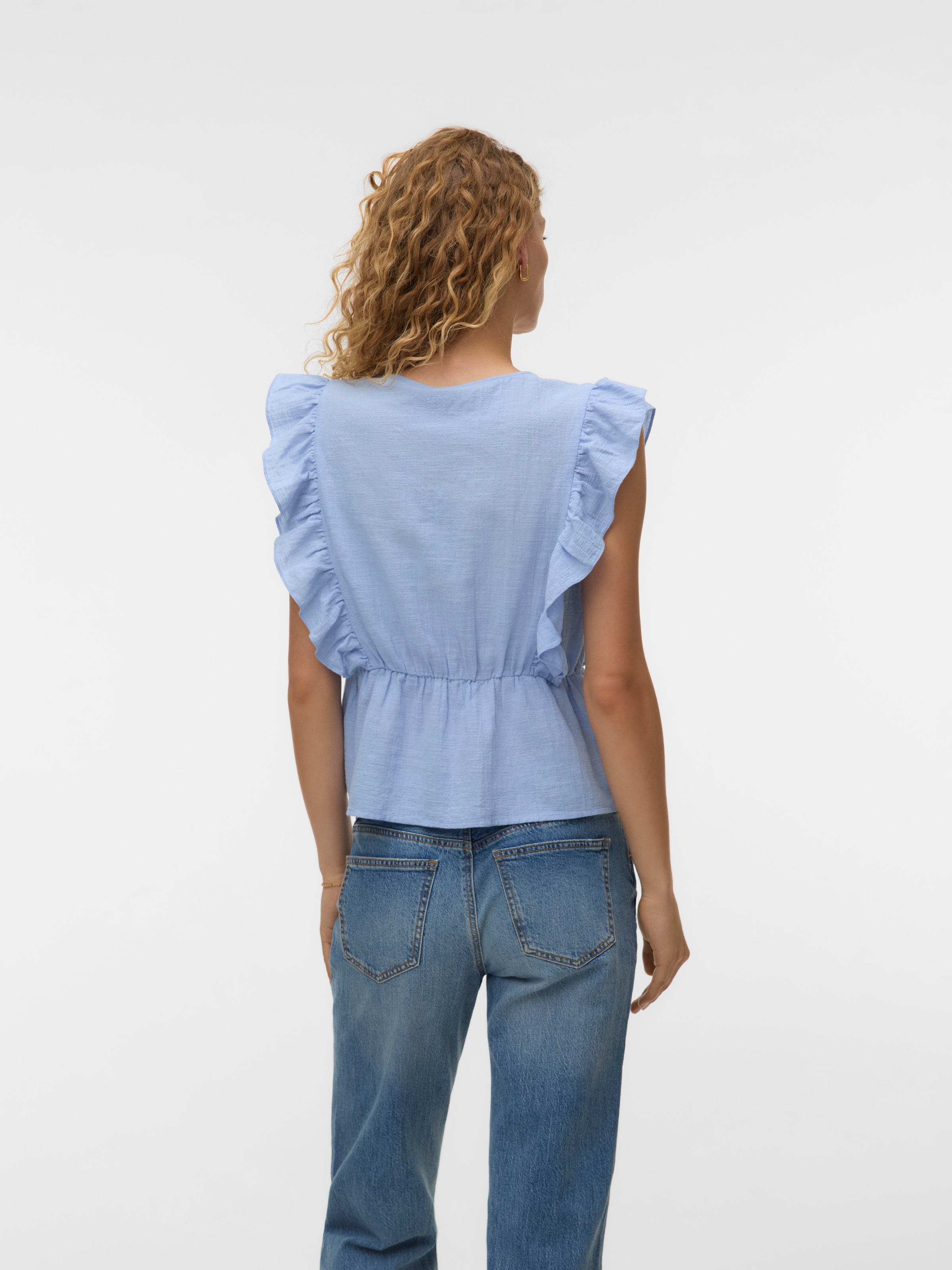 Vero Moda Rüschenbluse »VMVIDO SL TAPE TOP WVN« Baumwollmischung