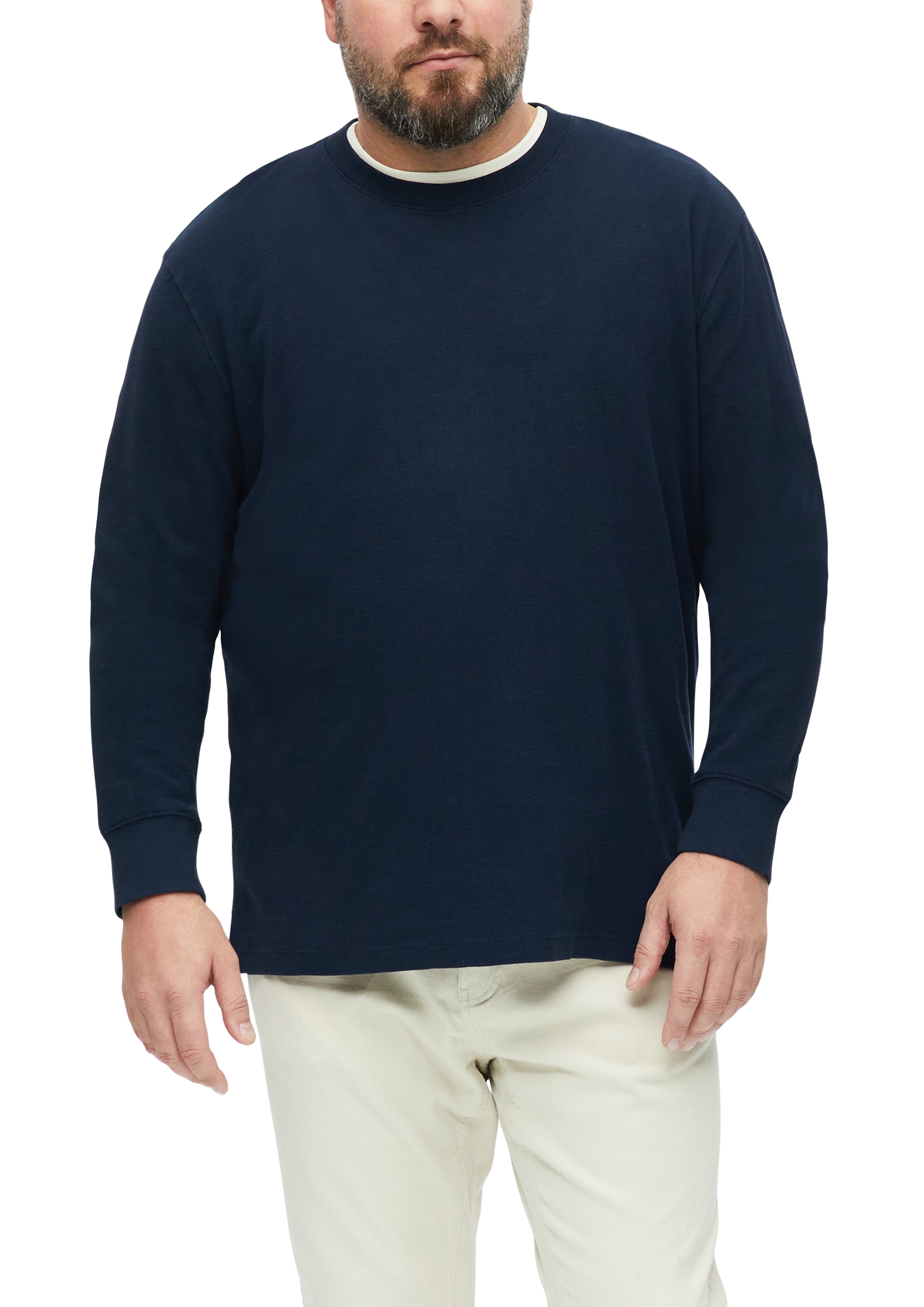 s.Oliver Men Big Sizes Langarmshirt Rippblende und gerippte Ärmelbündchen sorgen für einen guten Sitz