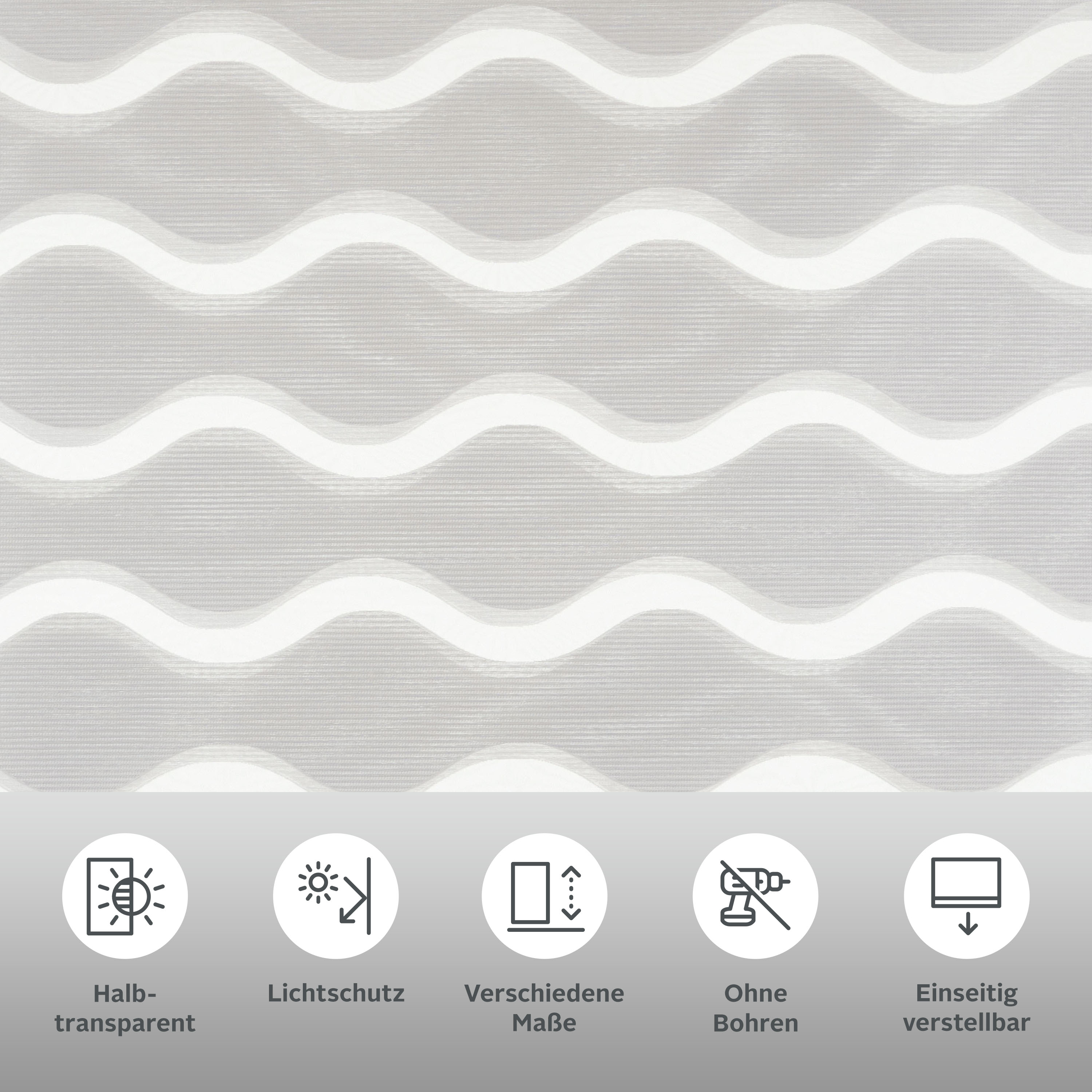 Thumbnail - Guido Maria Kretschmer Home&Living Doppelrollo "Wellen" Lichtschutz Blendschutz Sichtschutz ohne Bohren freihängend Fix...