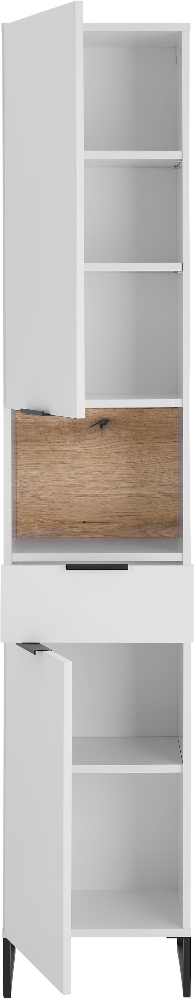 BASIC by Balculina Hochschrank »Denver Hochschrank, Badezimmerschrank BxHxT 38x195x32« 1 Stk. tlg. Breite 38 cm, Tür L/R montierbar, Softclose