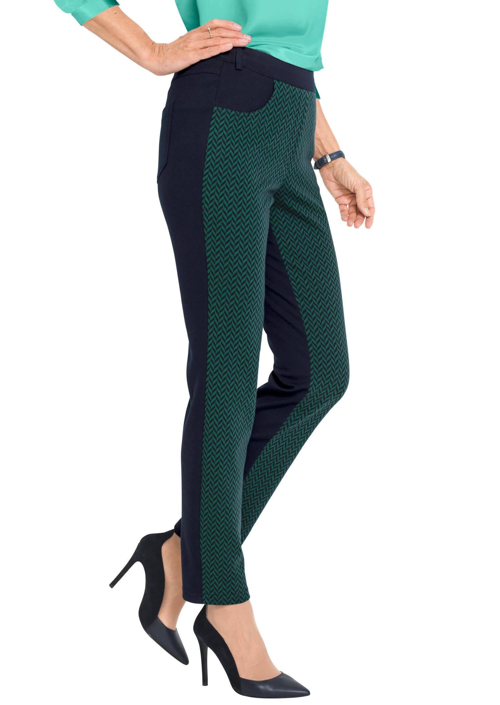 GOLDNER Chinohose »Hose Formstabile Jerseyhose in trendigem Materialmix«
