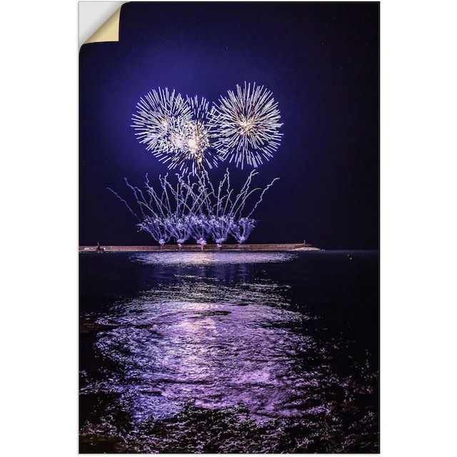 Artland Wandbild »Feuerwerk am Meer«, Himmelsbilder, (1 St.), als Alubild,  Leinwandbild, Wandaufkleber oder Poster in versch. Größen | BAUR