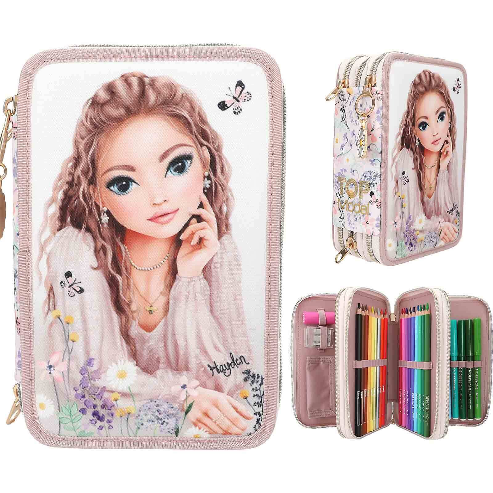 Depesche Buntstift »3-Fach Federtasche SUMMER FEELING inkl. Stifte TOPModel 7,5 x 13 x 20 cm violett«