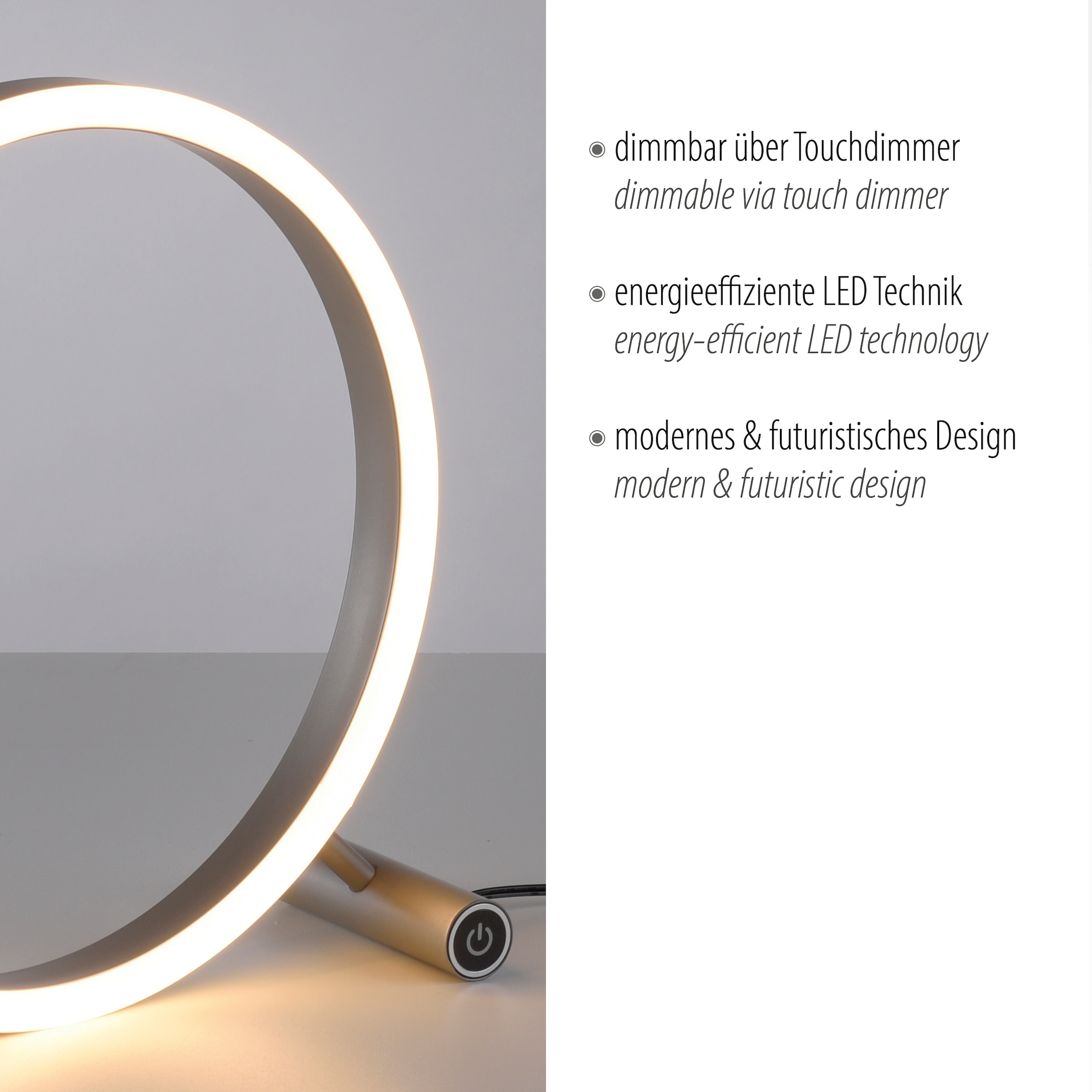 JUST LIGHT Tischleuchte »RITUS«, 1 flammig, Leuchtmittel LED-Board | LED fest integriert, LED, dimmbar über Touchdimmer