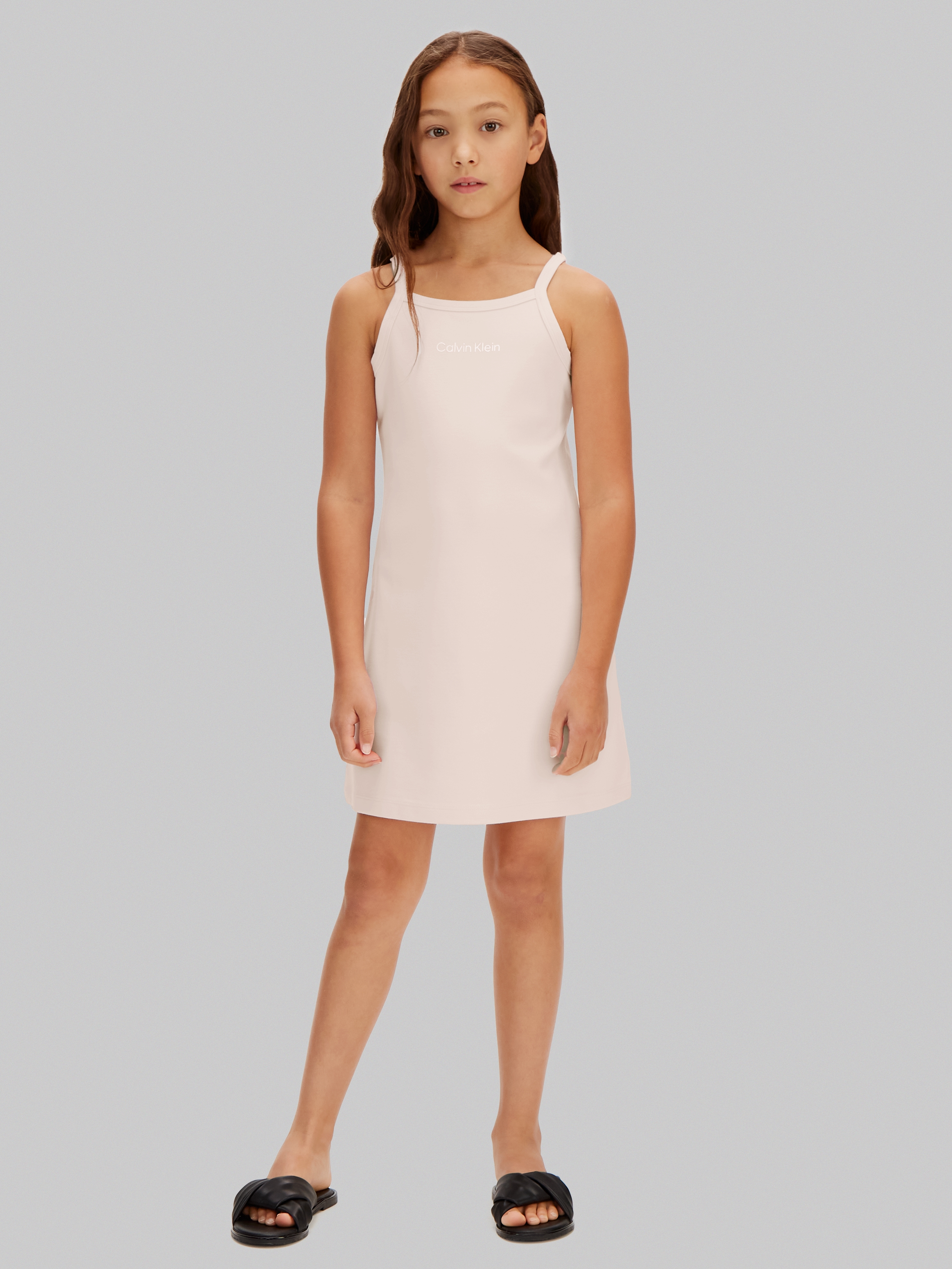 Calvin Klein Jeans Trägerkleid »STRAP PUNTO DRESS« Ohne Tasche Regular fit für Kinder mit Markenprint