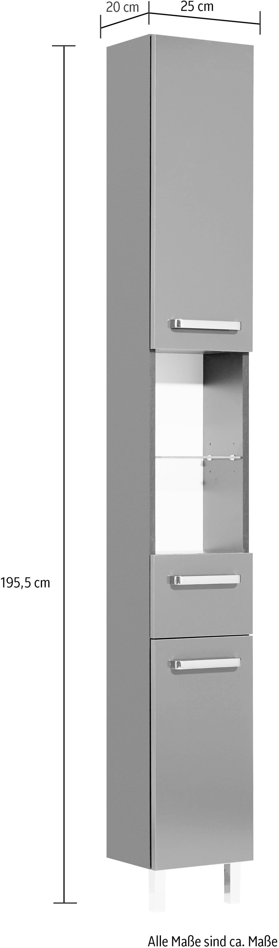 Saphir Badmöbel-Set »Quickset 311 7-teilig, Waschbeckenunterschrank und LED-Spiegelschrank«, (Set, 7 St.), inkl. Türdämpfer, Badezimmer-Set ohne Waschbecken, Badezimmer Schrank