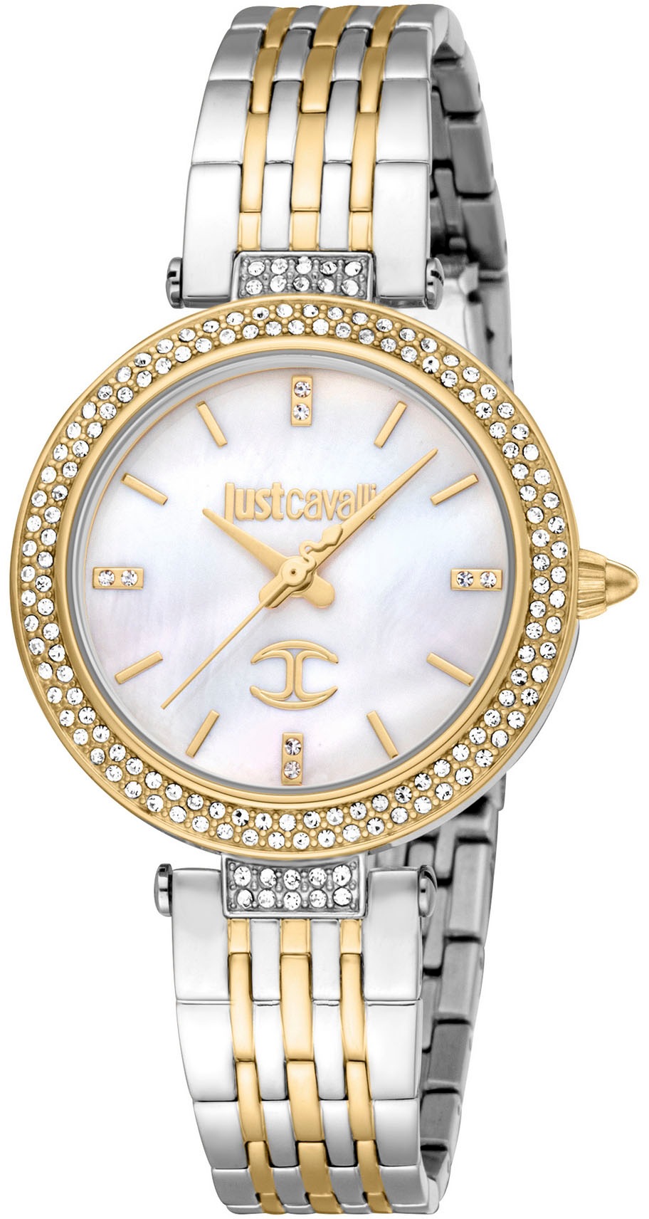 Just Cavalli Time Quarzuhr »Savoca«, (Set, 2 tlg., mit Armband), Armbanduhr, Damenuhr, Kristallsteine, Edelstahlarmband, Gerschenkidee