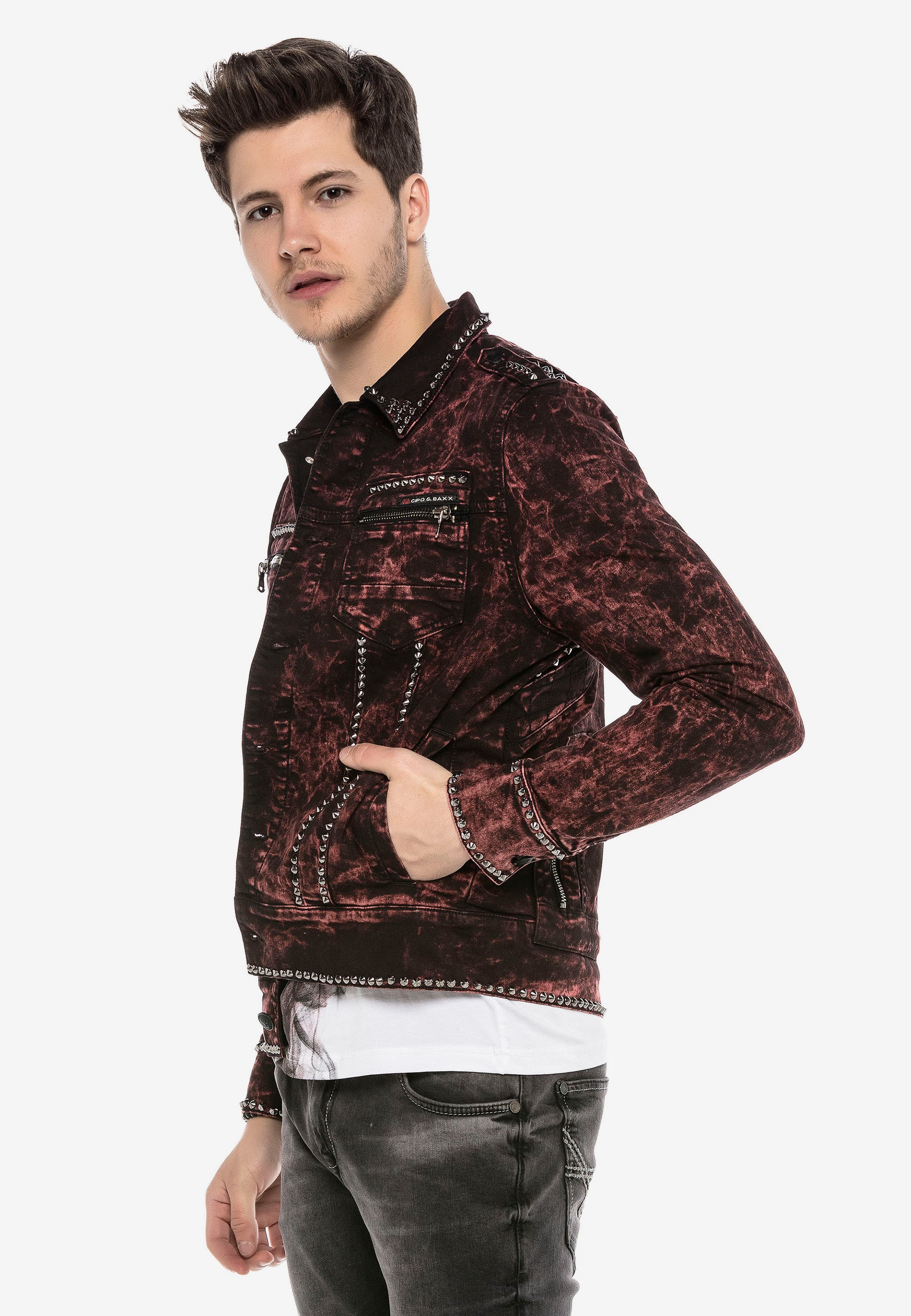 Cipo & Baxx Jeansjacke, mit tollem Allover-Print