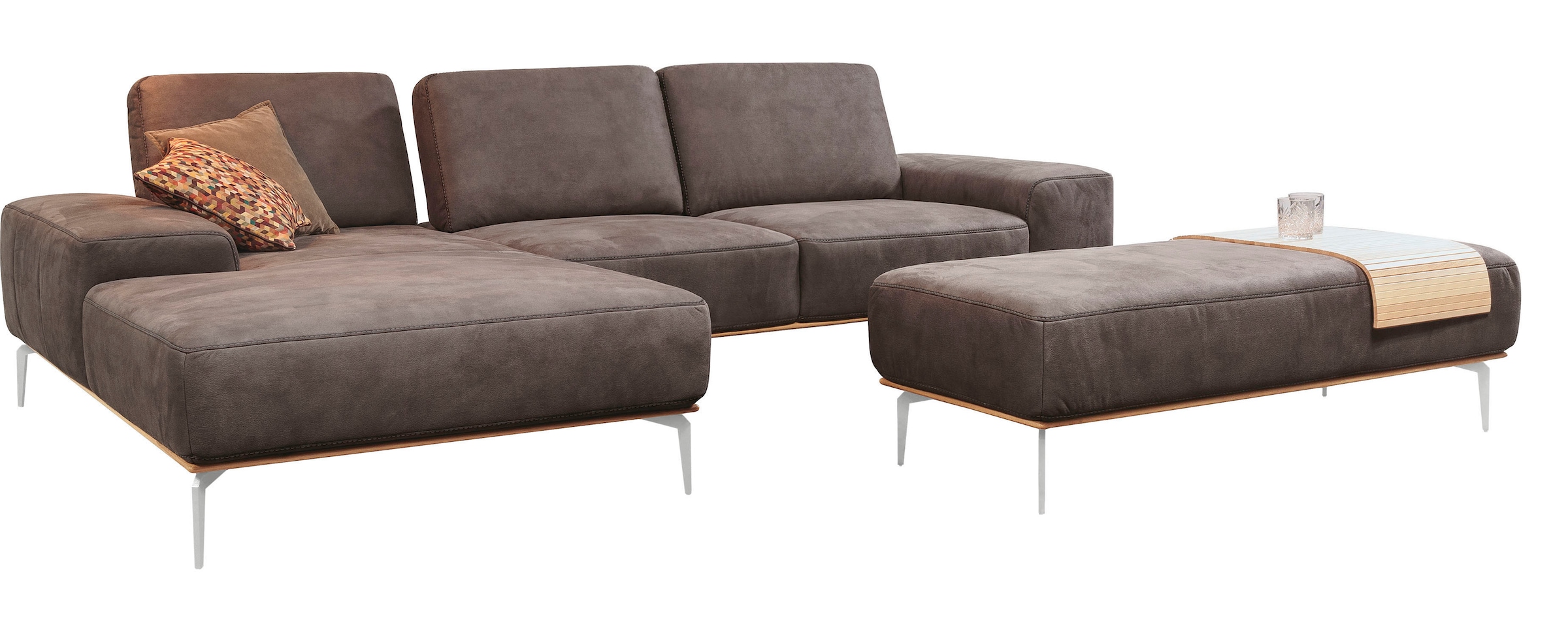 W.SCHILLIG Ecksofa "run", mit elegantem Holzsockel, Füße in Chrom glänzend, günstig online kaufen