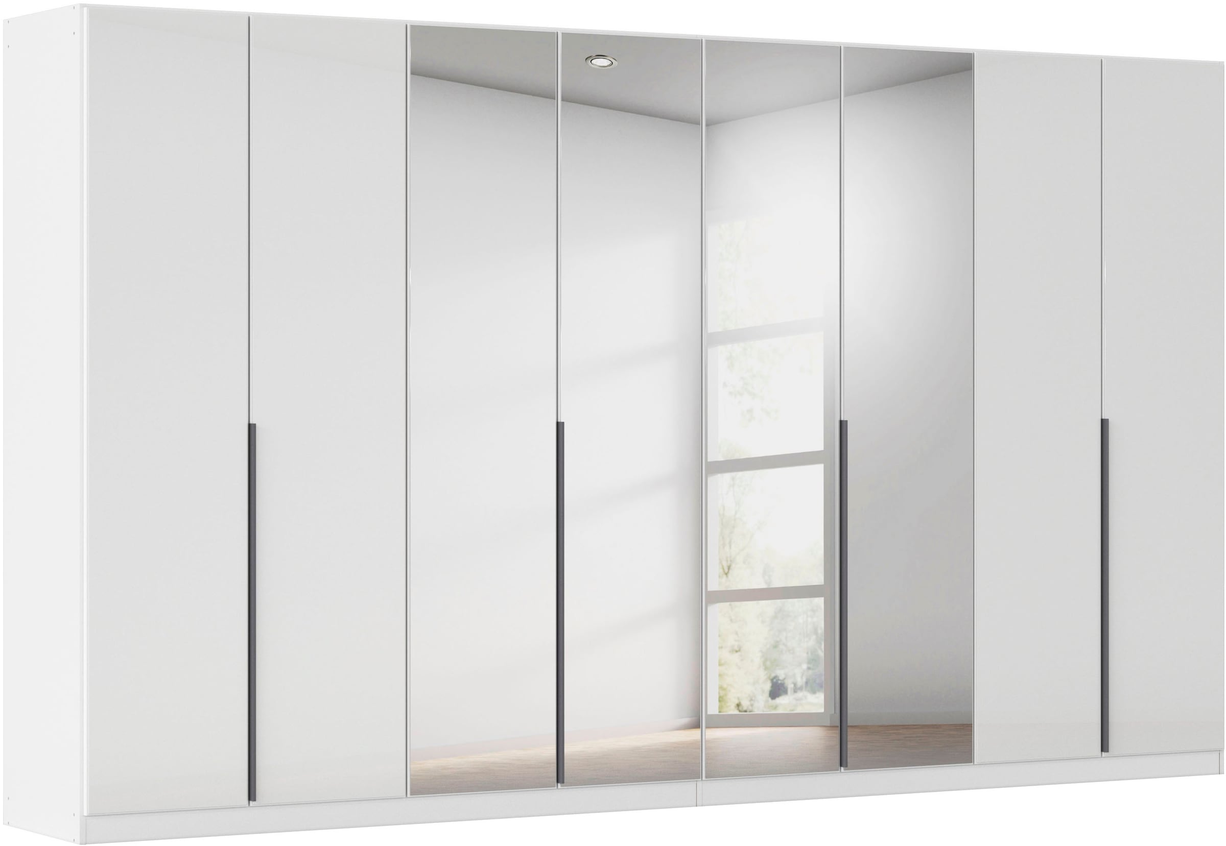 OTTO home Drehtürenschrank "Kleiderschrank Schrank Garderobe AGORDO mit Glasfront und Spiegel" in zwei Griff-Farben, Breiten 91-405 cm, durchdachte Innenausstattung, in 8 Breiten und 2 Höhen MADE IN GERMANY