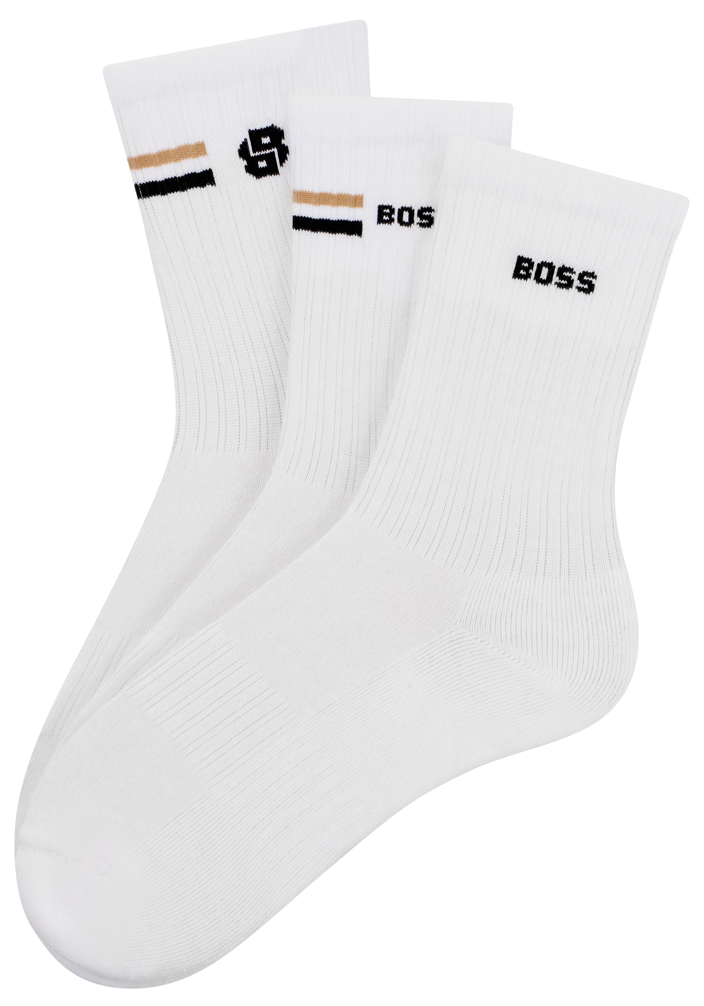 BOSS Socken »3PQSRib BB Stripe CC« 3 Paar tlg. Rippstruktur, Plüschsohle