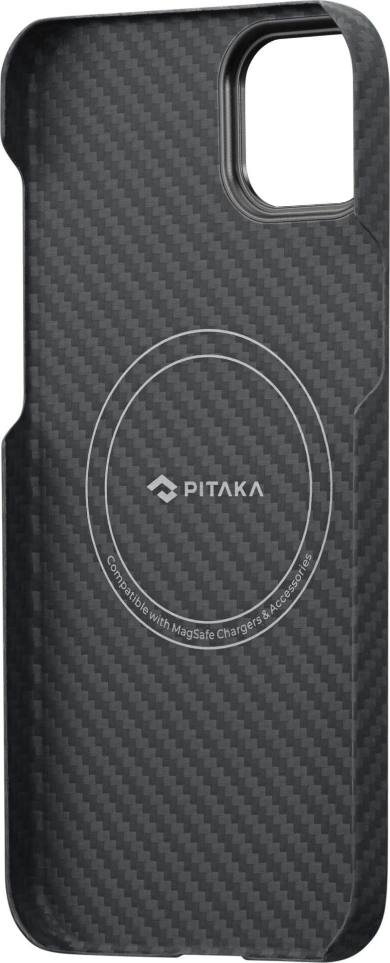 Pitaka Handyhülle »MagEz Case 3 for Max iPhone 14 Black/Grey Twill«, hergestellt aus 1500D Aramid-Fasern