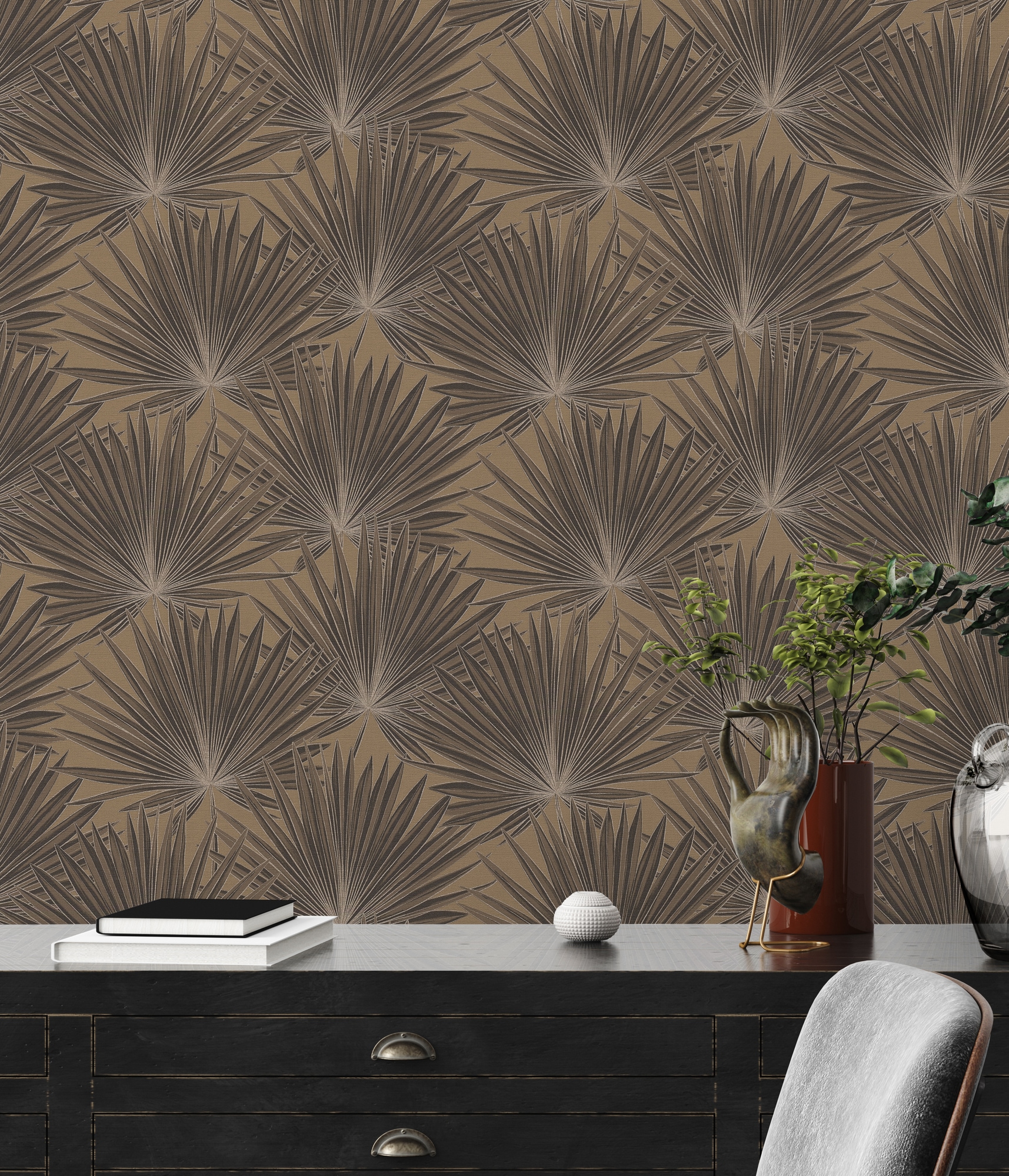 A.S. Création Vliestapete »Antigua Tapete mit Palmenblätter«, matt-gemustert-neutral, Tapete Floral Tapeten Wohnzimmer Schlafzimmer Küche modern Flur Design