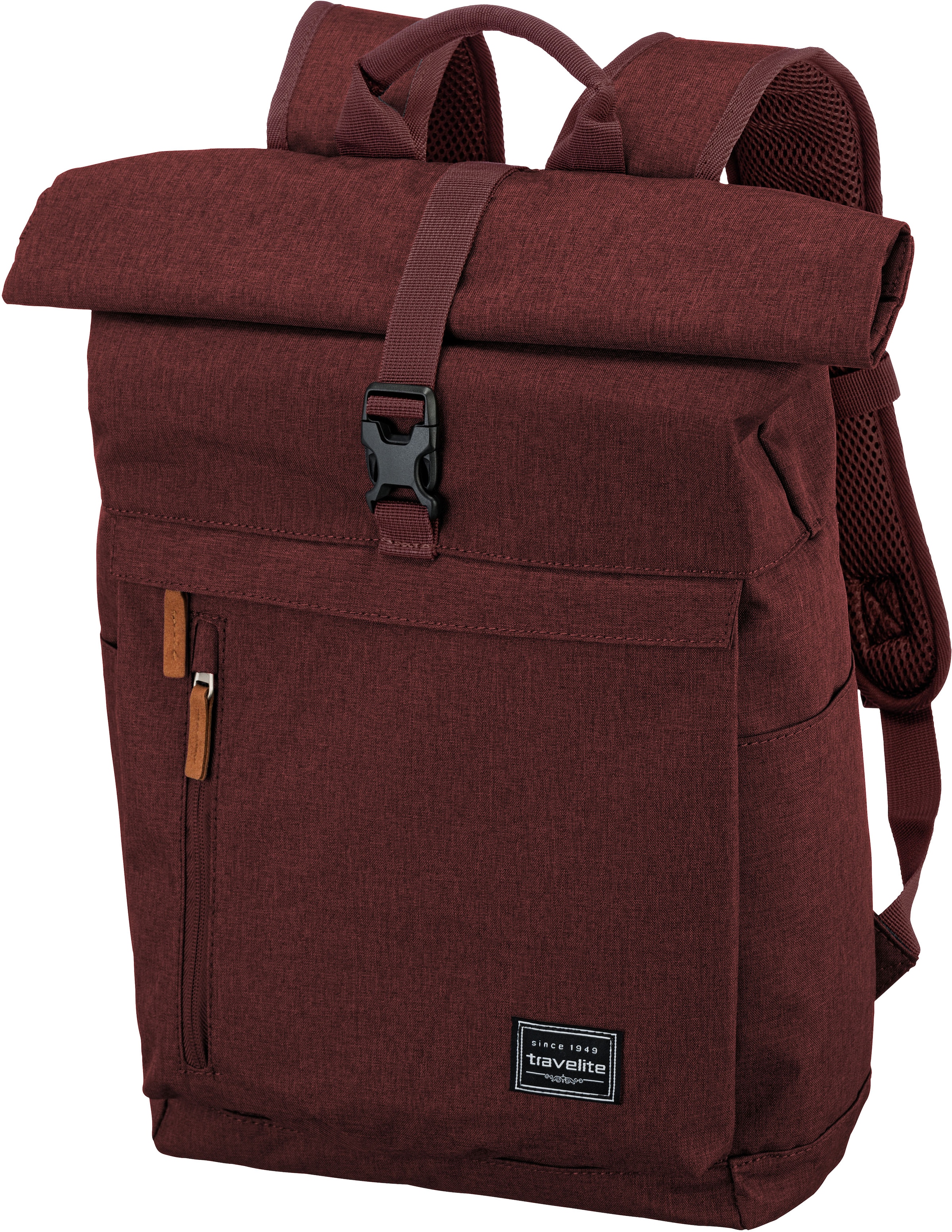 travelite Laptoprucksack »Basics Rollup, bordeaux«, Freizeitrucksack Arbeitsrucksack Schulrucksack Reiserucksack