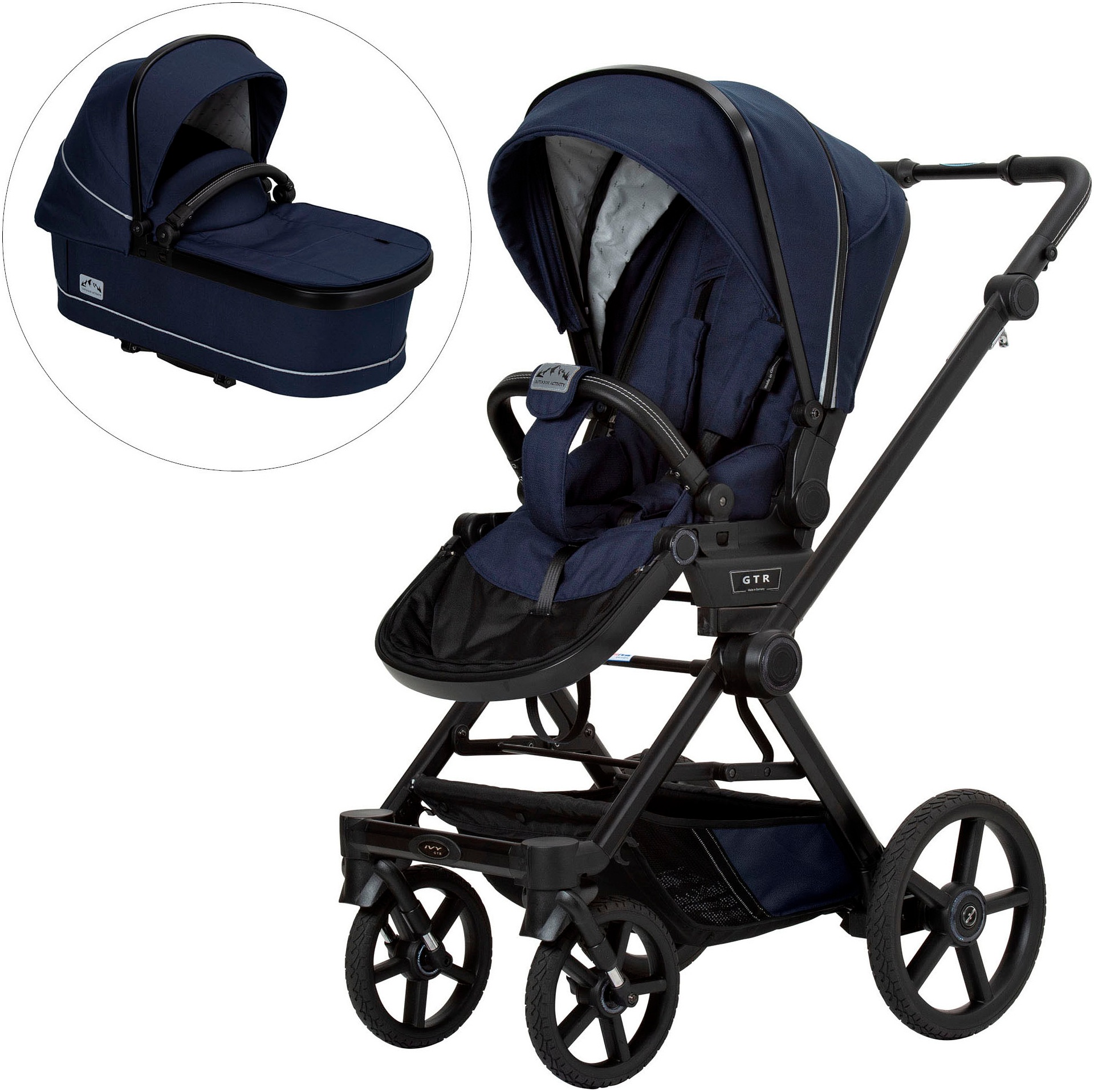 HARTAN Kinder Kombi-Kinderwagen "Ivy GTR Outdoor mit Falttasche", blau, Aluminium, Kinderwagen, Made in Germany