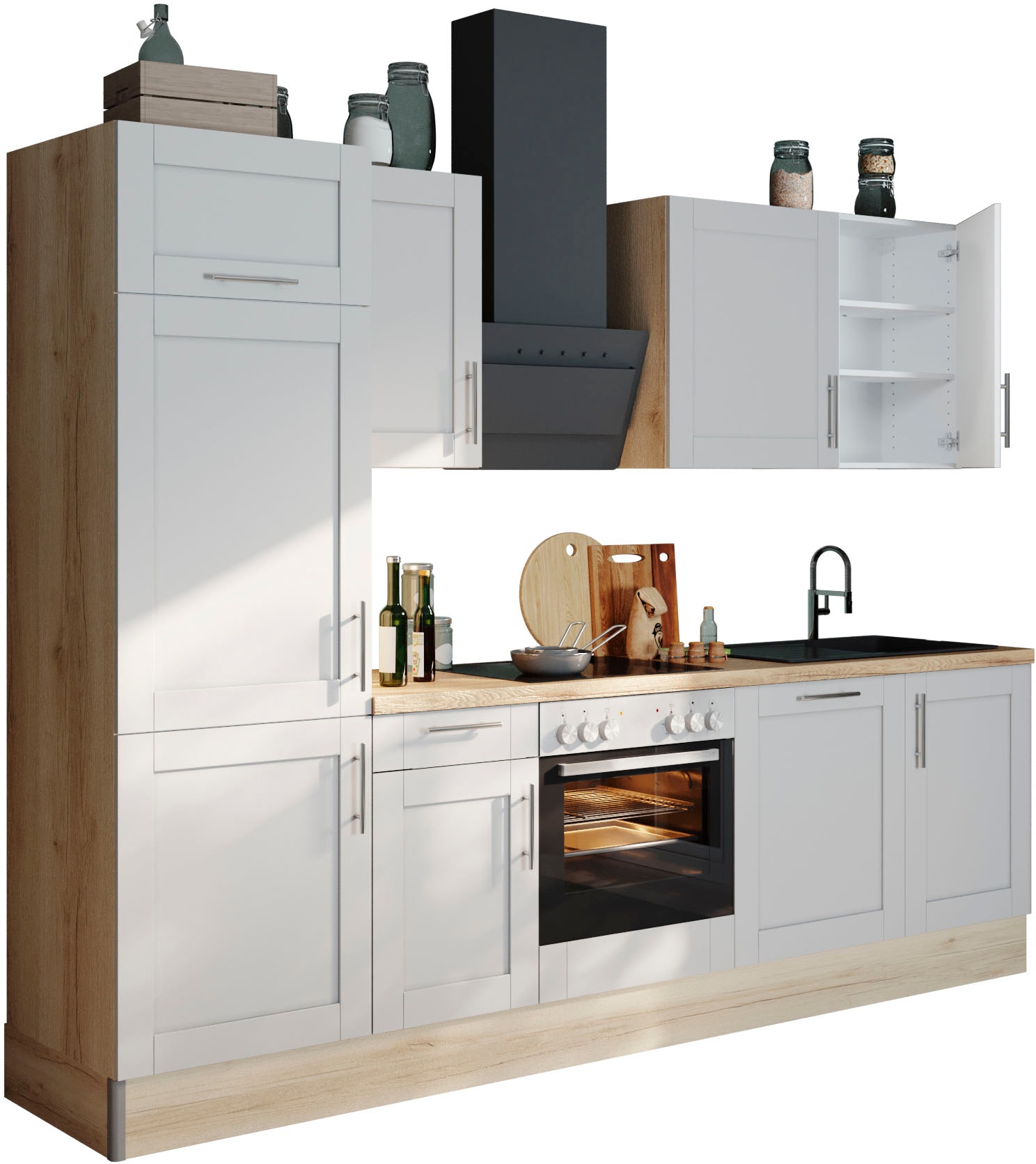 KOCHSTATION Küche "KS-Ahus", 280 cm breit,wahlweise mit E-Geräten,MDF Front günstig online kaufen