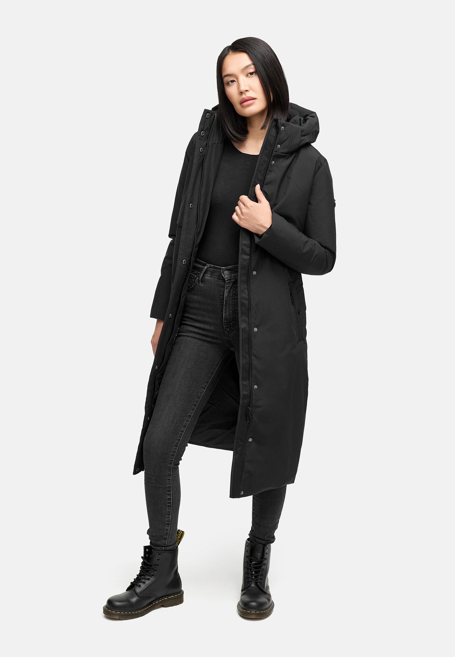 Navahoo Wintermantel »Waldbummler 14« Wasserabweisender Winterparka mit Kapuze und Taillengürtel