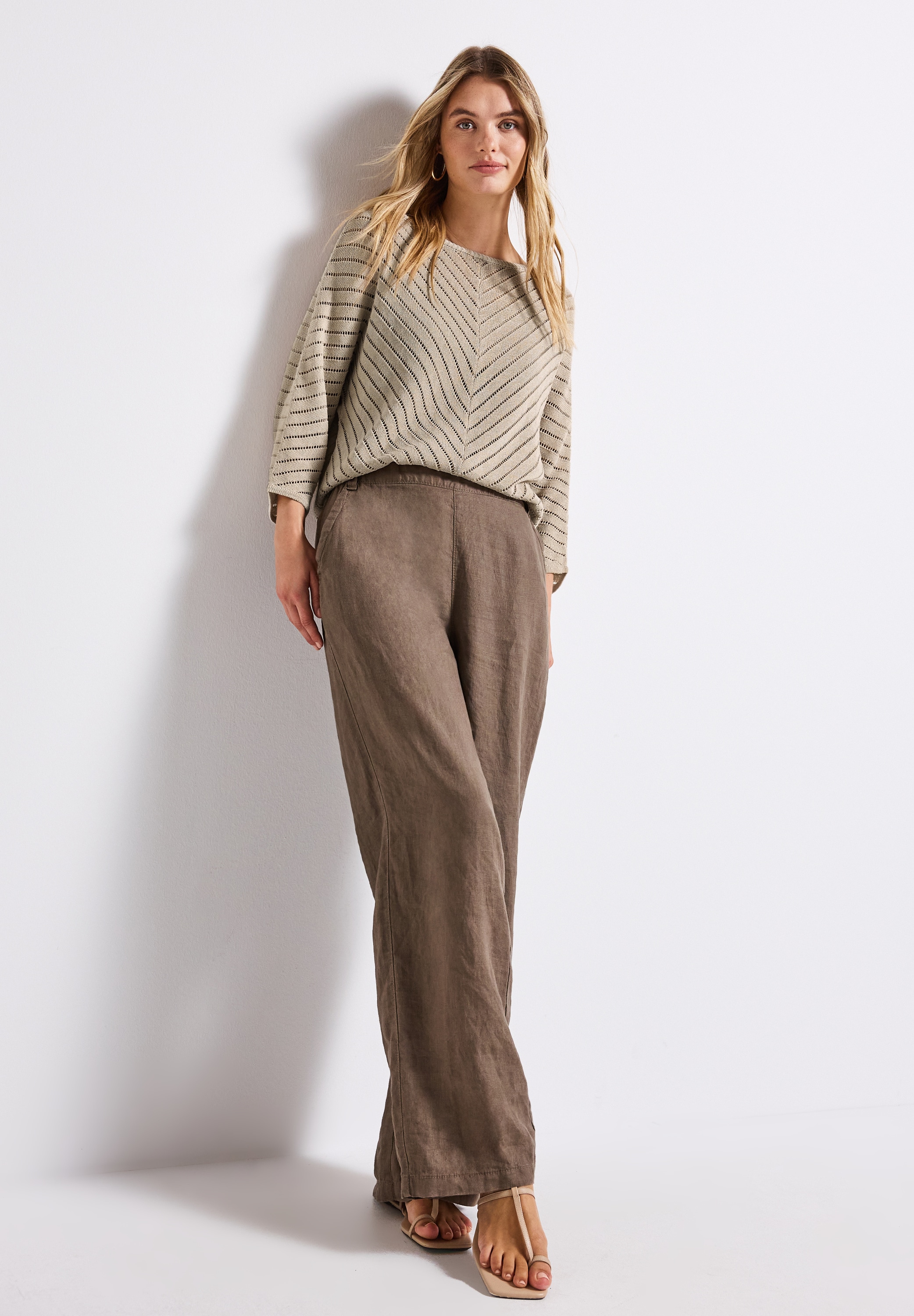STREET ONE Strickpullover, mit durchscheinenden Häkel-Details und grafischem Muster