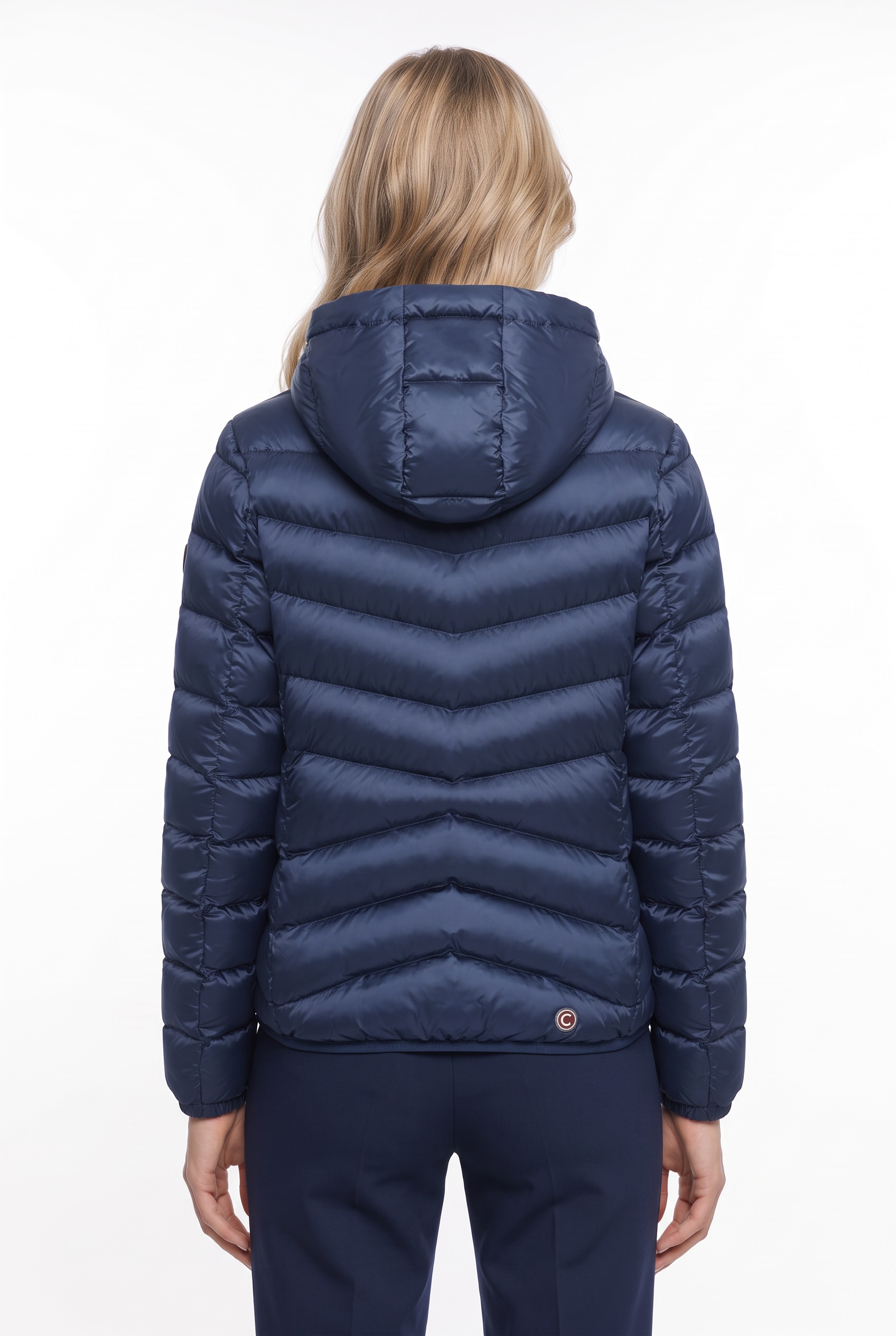 Colmar Daunenjacke mit Kapuze mit glänzendem Finish, schmale Passform, 2-Wege-Zipper