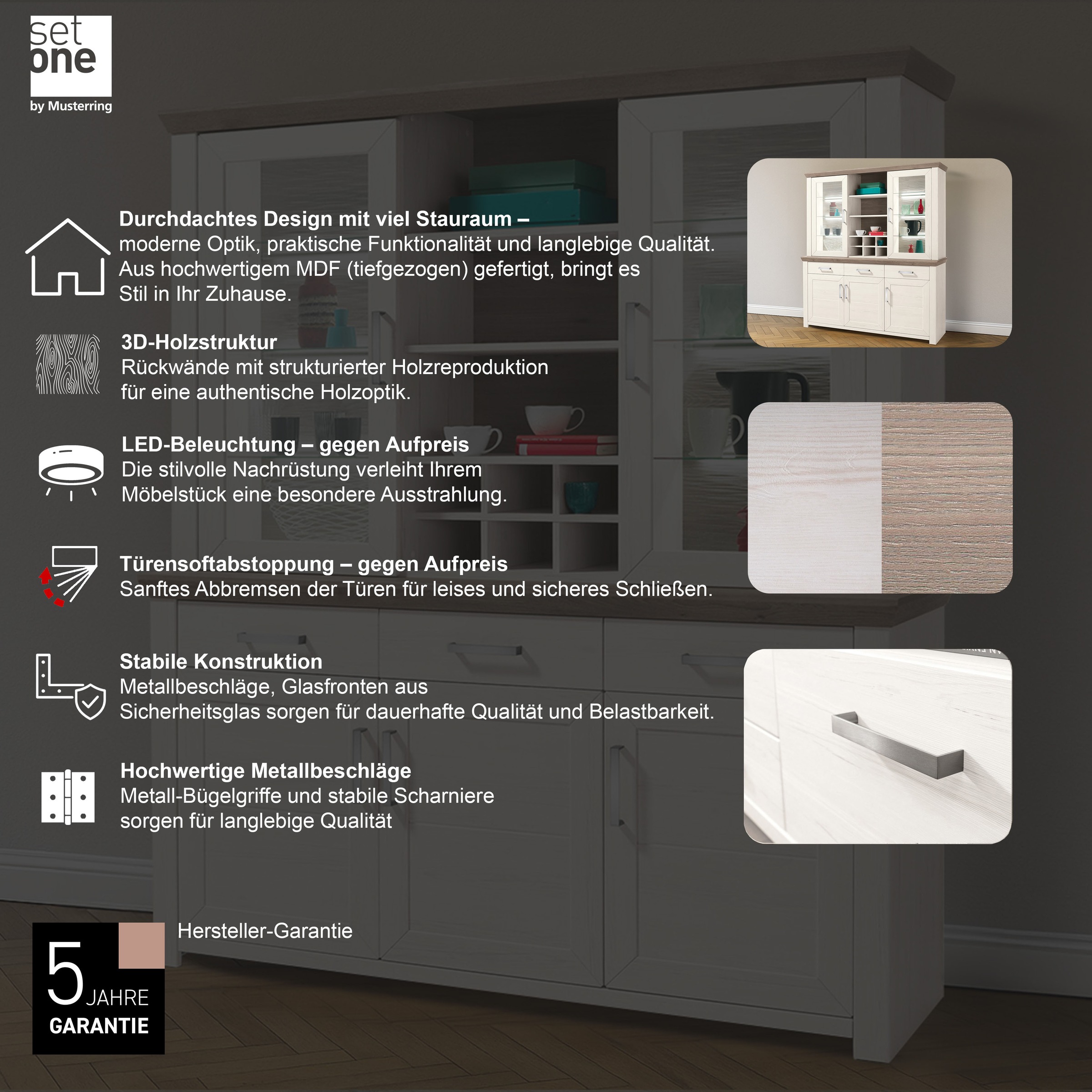 set one by Musterring Buffetschrank »york«, 2-teilig (Sideboard und Aufsatzschrank)