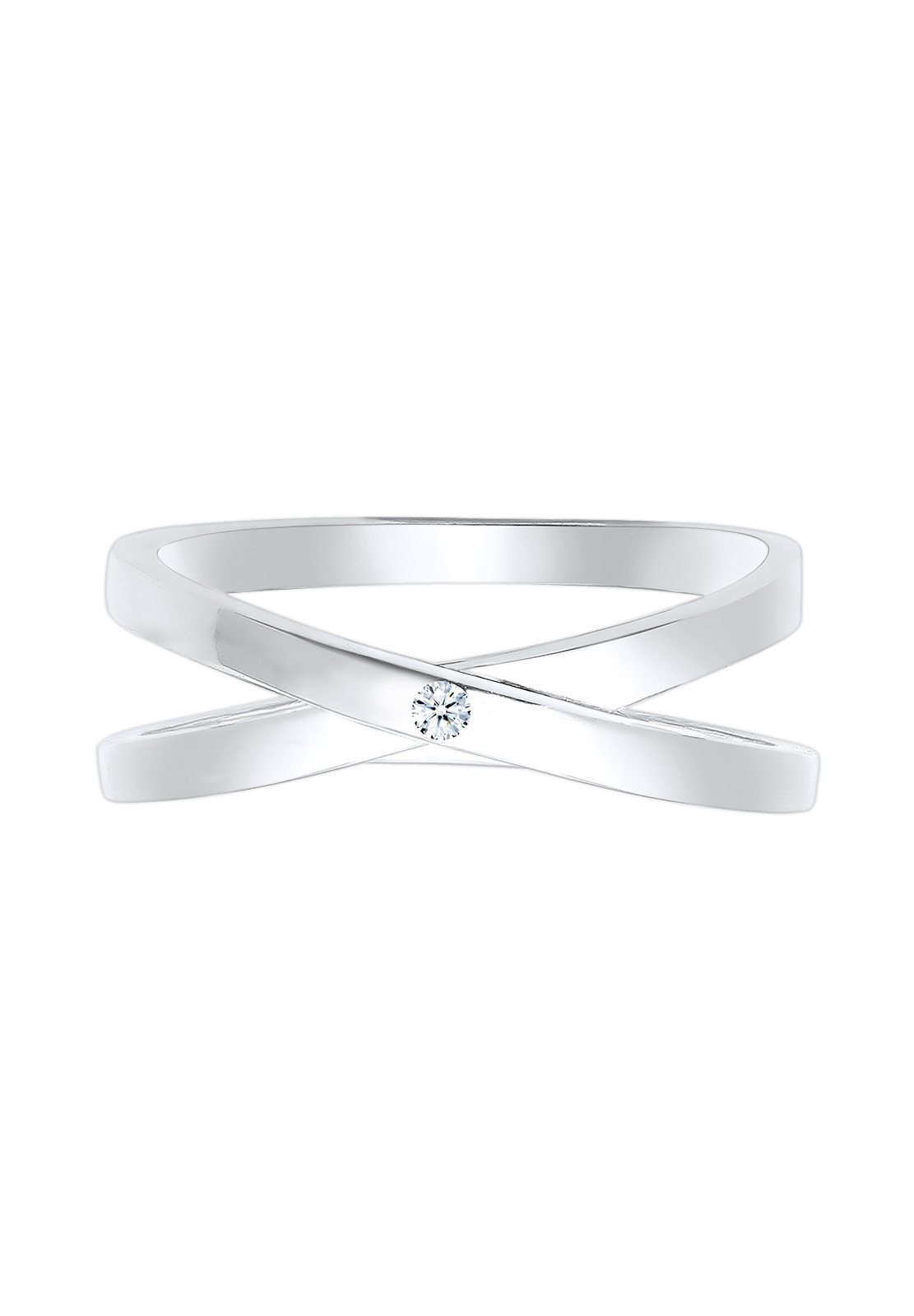 Elli DIAMONDS Diamantring »Wickelring Cross Diamant (0.015 ct.) 925 Silber«