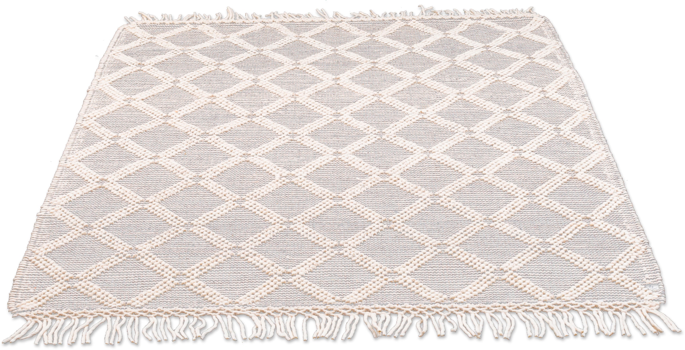 Teppich TOM TAILOR HOME "Colored Macrame", beige (natur), B:140cm H:10mm L:200cm, Schurwolle, Teppiche, Teppich, Handweb Teppich, reine Wolle, handgewebt, mit Fransen, Scandi Design